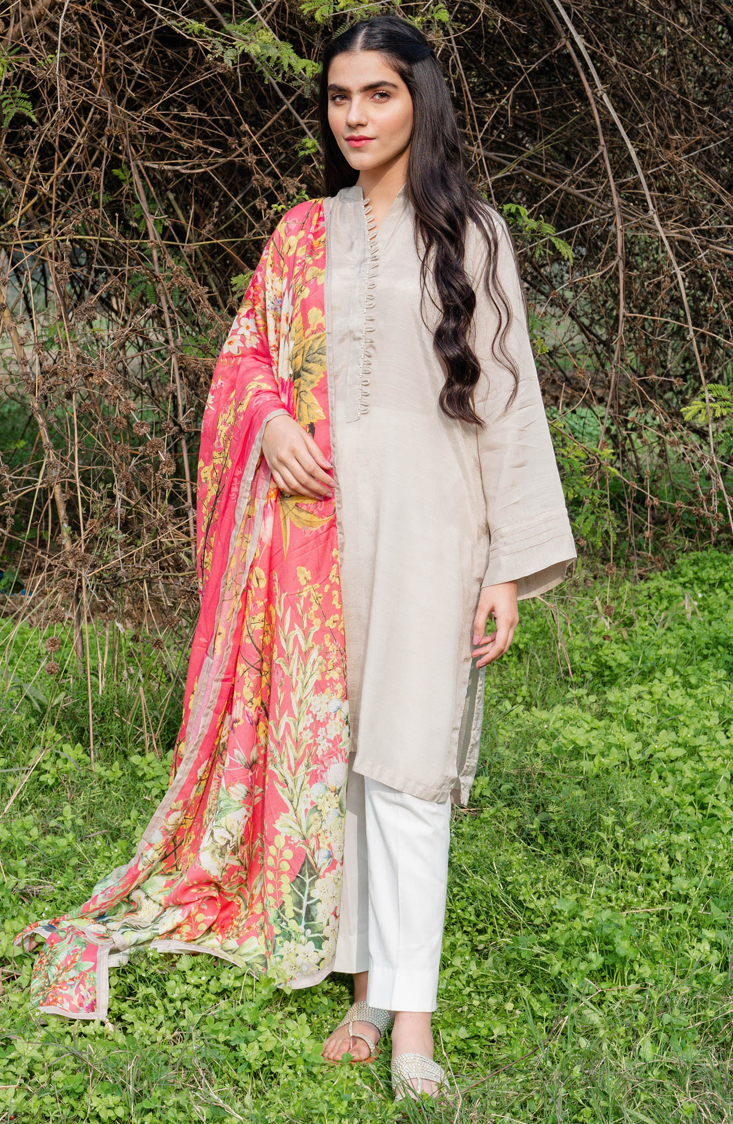 OTL-22-004/U RED LAWN  UNSTITCHED SHIRT DUPATTA PANTS