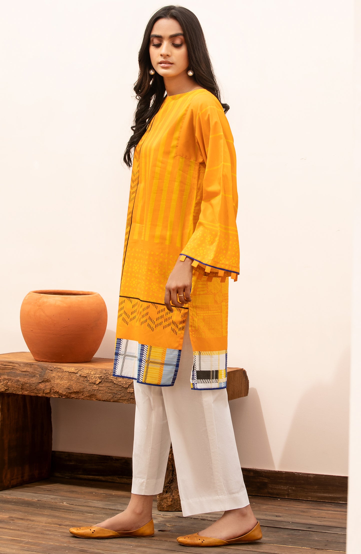 Stitched 1 Piece Printed Cambric Shirt