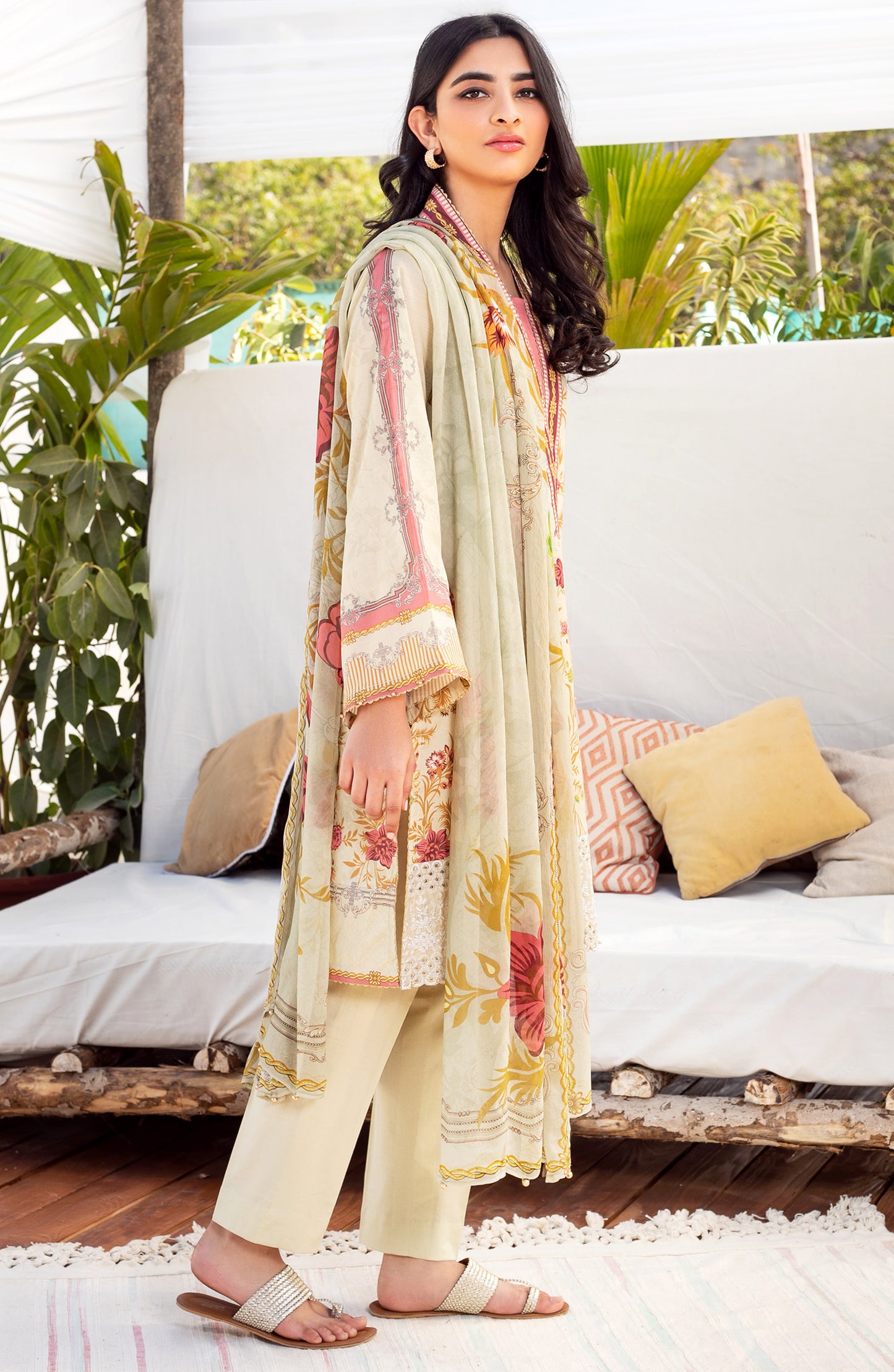 Unstitched 3 Piece Embroidered Lawn Suit