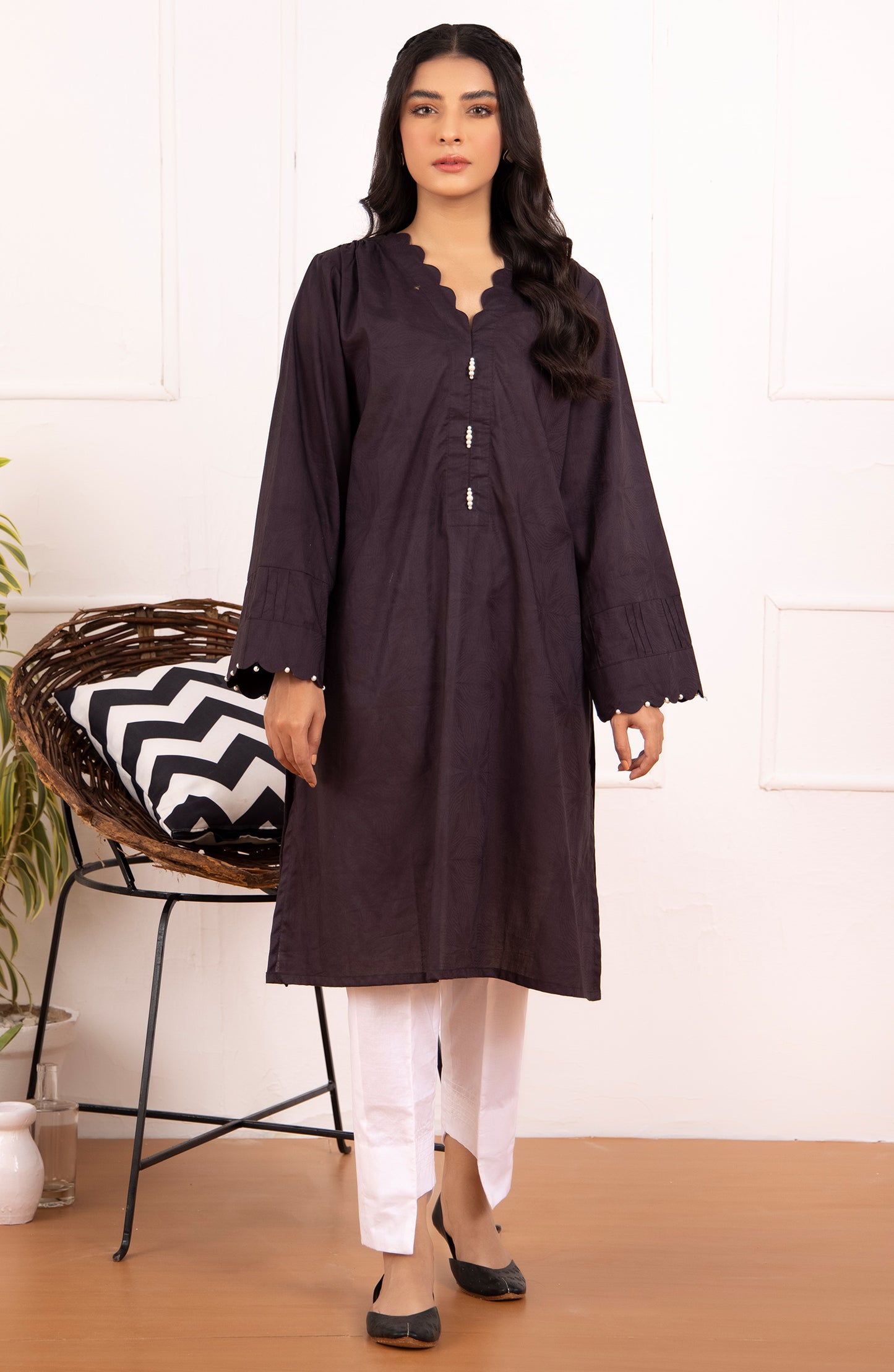 Stitched 1 Piece Plain Jacquard Shirt