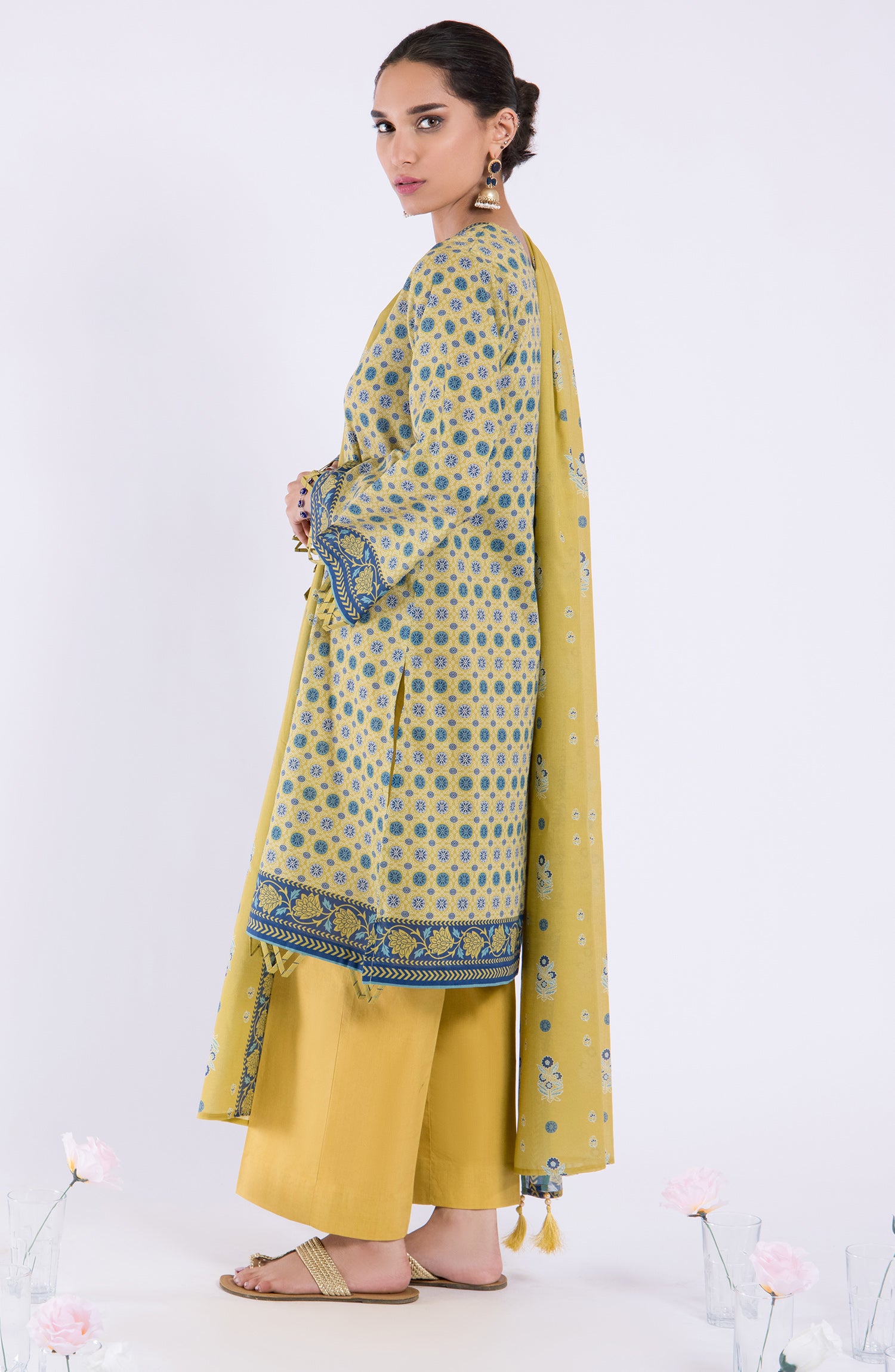 OTL-22-107/S MUSTARD LAWN  READY TO WEAR SHIRT DUPATTA PANTS