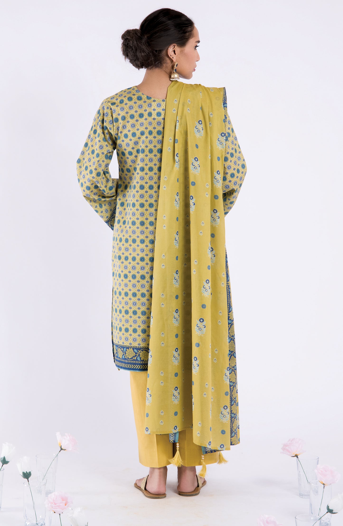 OTL-22-107/S MUSTARD LAWN  READY TO WEAR SHIRT DUPATTA PANTS