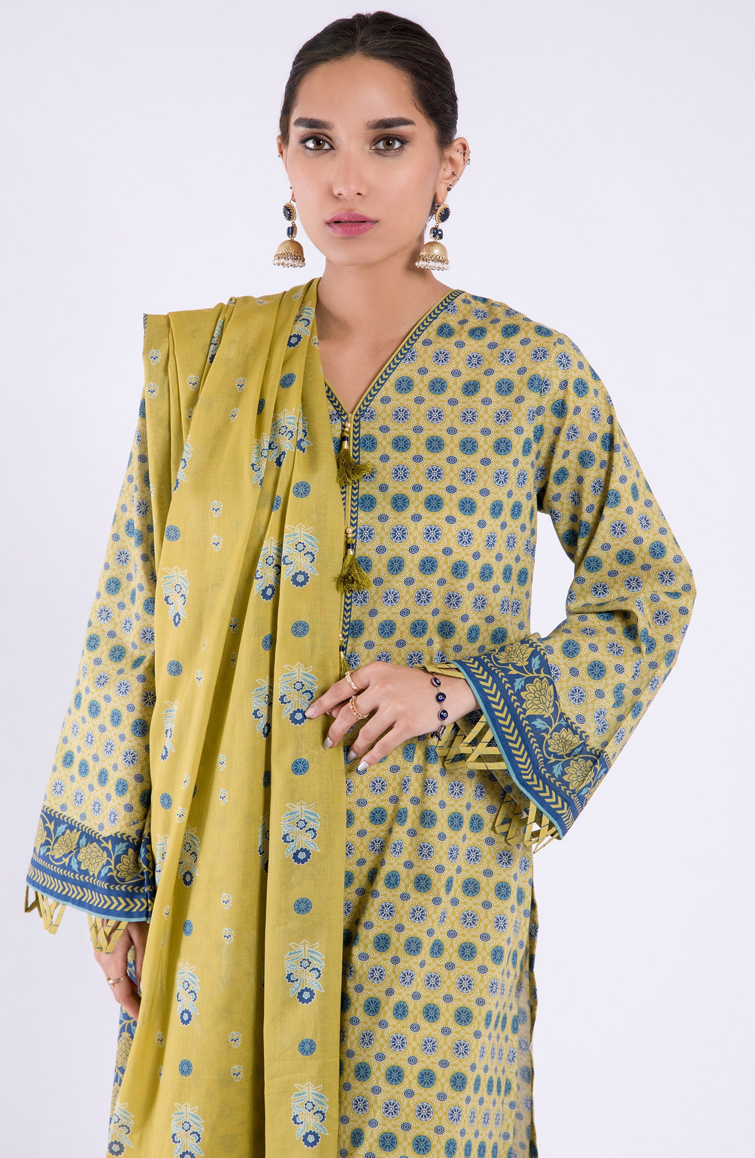 OTL-22-107/S MUSTARD LAWN  READY TO WEAR SHIRT DUPATTA PANTS