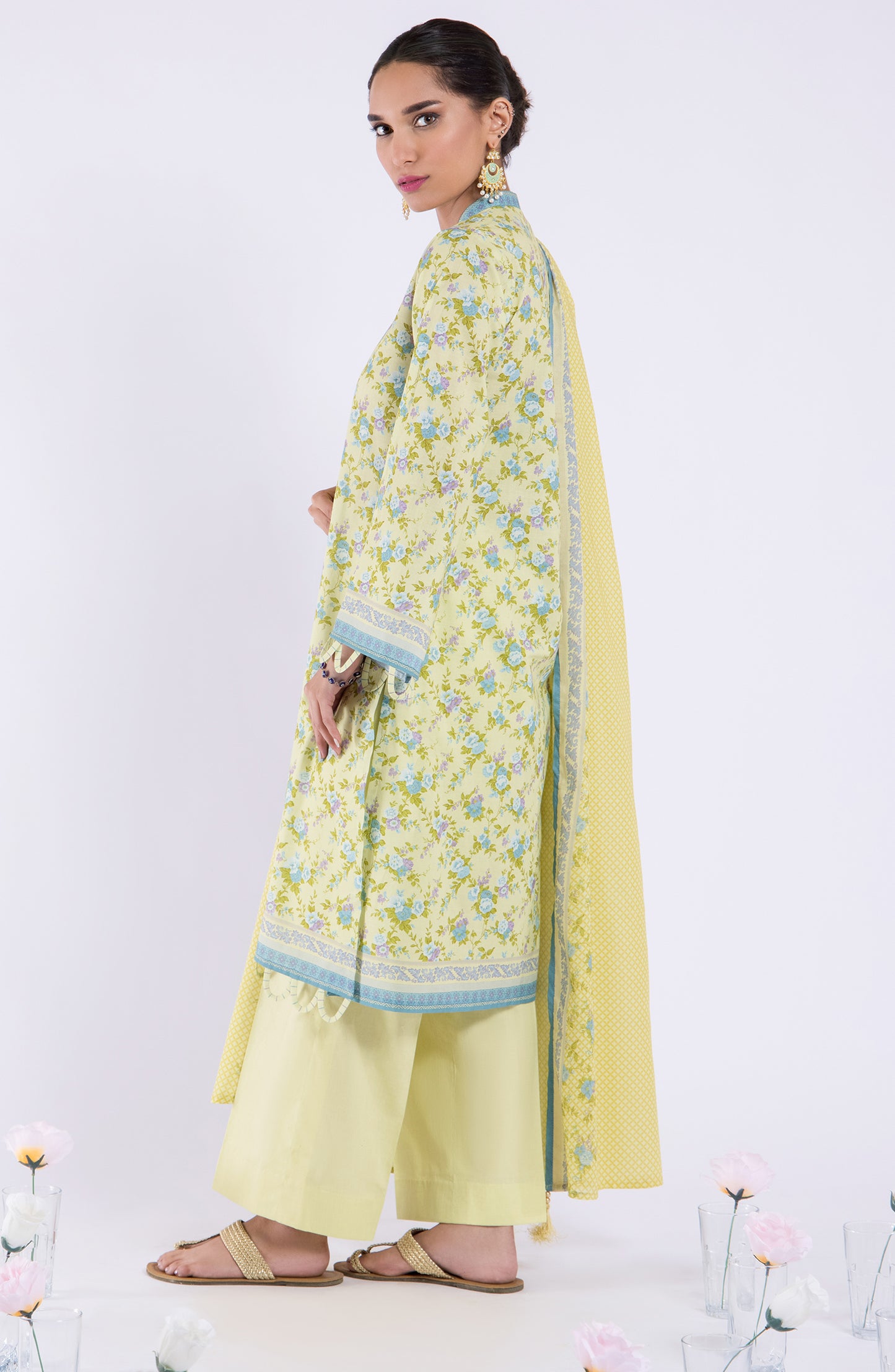 OTL-22-108/S YELLOW LAWN  READY TO WEAR SHIRT DUPATTA PANTS