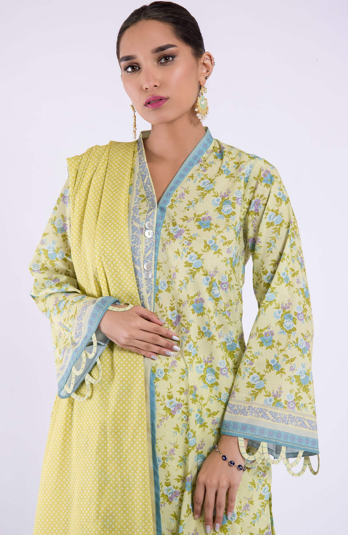 OTL-22-108/S YELLOW LAWN  READY TO WEAR SHIRT DUPATTA PANTS
