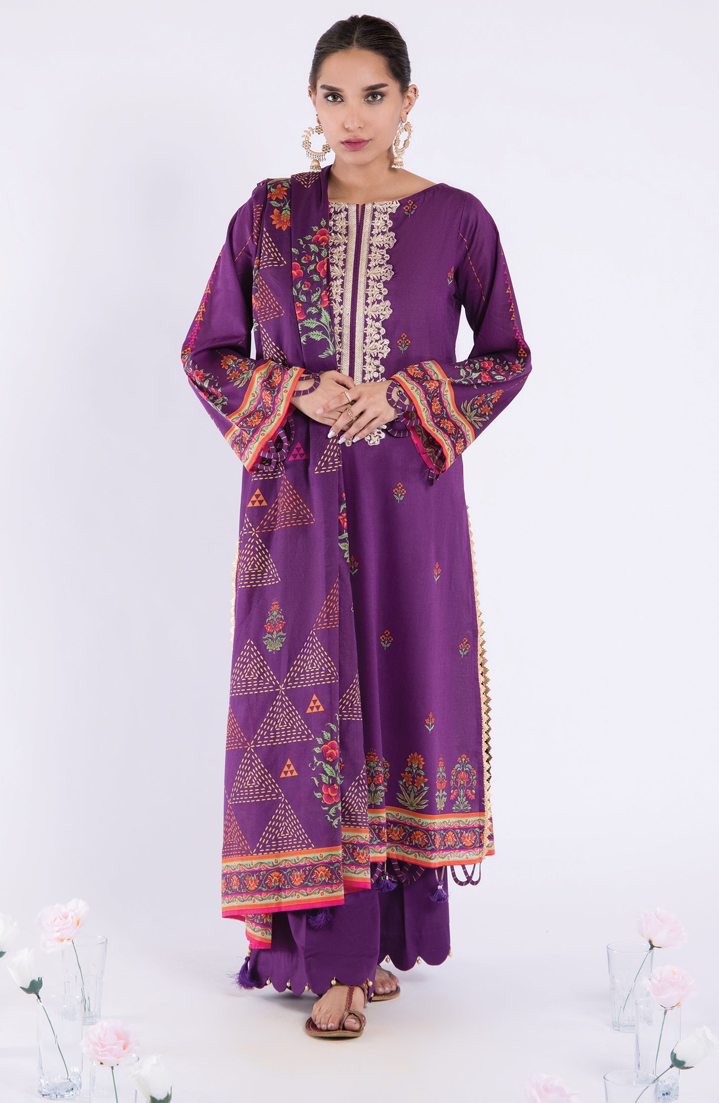 OTL-22-032/S PURPLE LAWN  READY TO WEAR SHIRT DUPATTA PANTS