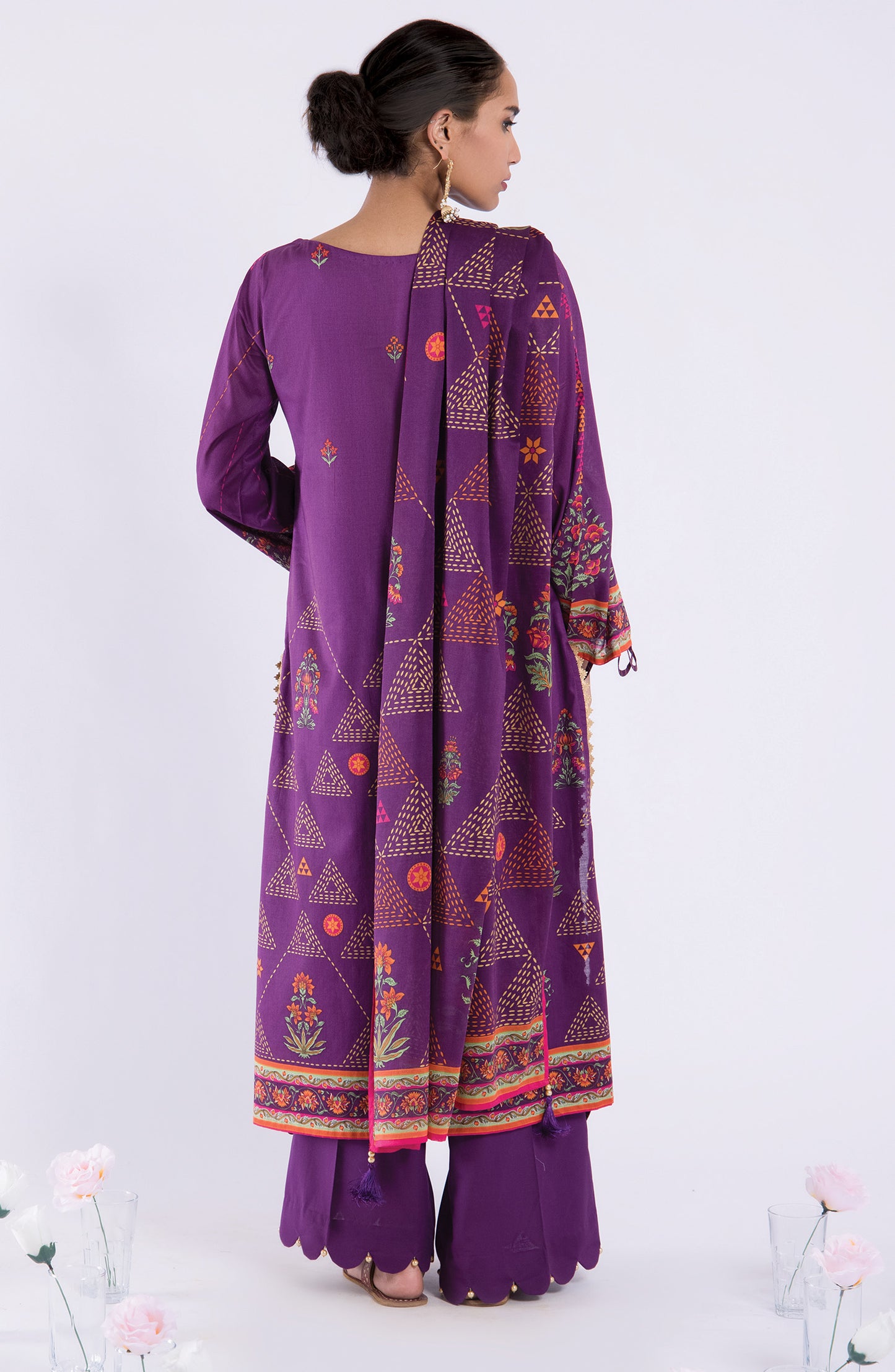 Stitched 3 Piece Embroidered Lawn Shirt , Cambric Pant and Lawn Dupatta