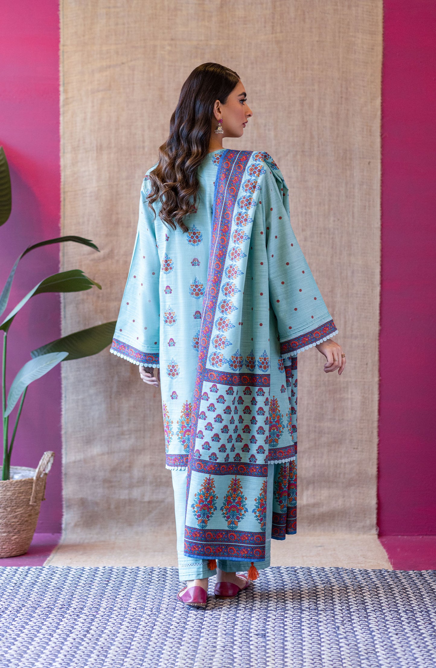 OTL-22-145/S TEAL KHADDAR  READY TO WEAR SHIRT DUPATTA PANTS