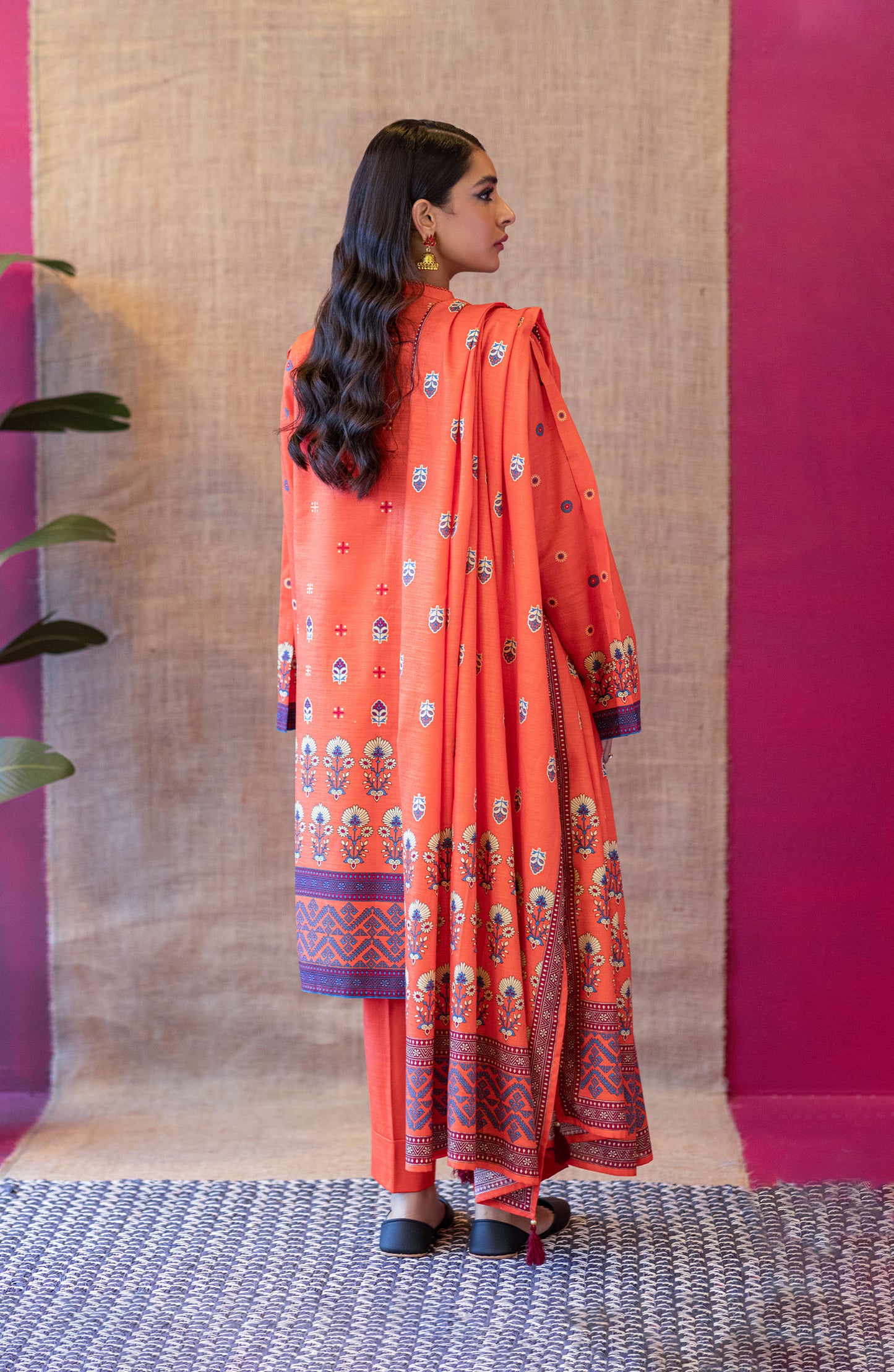 OTL-22-151/S ORANGE KHADDAR  READY TO WEAR SHIRT DUPATTA PANTS
