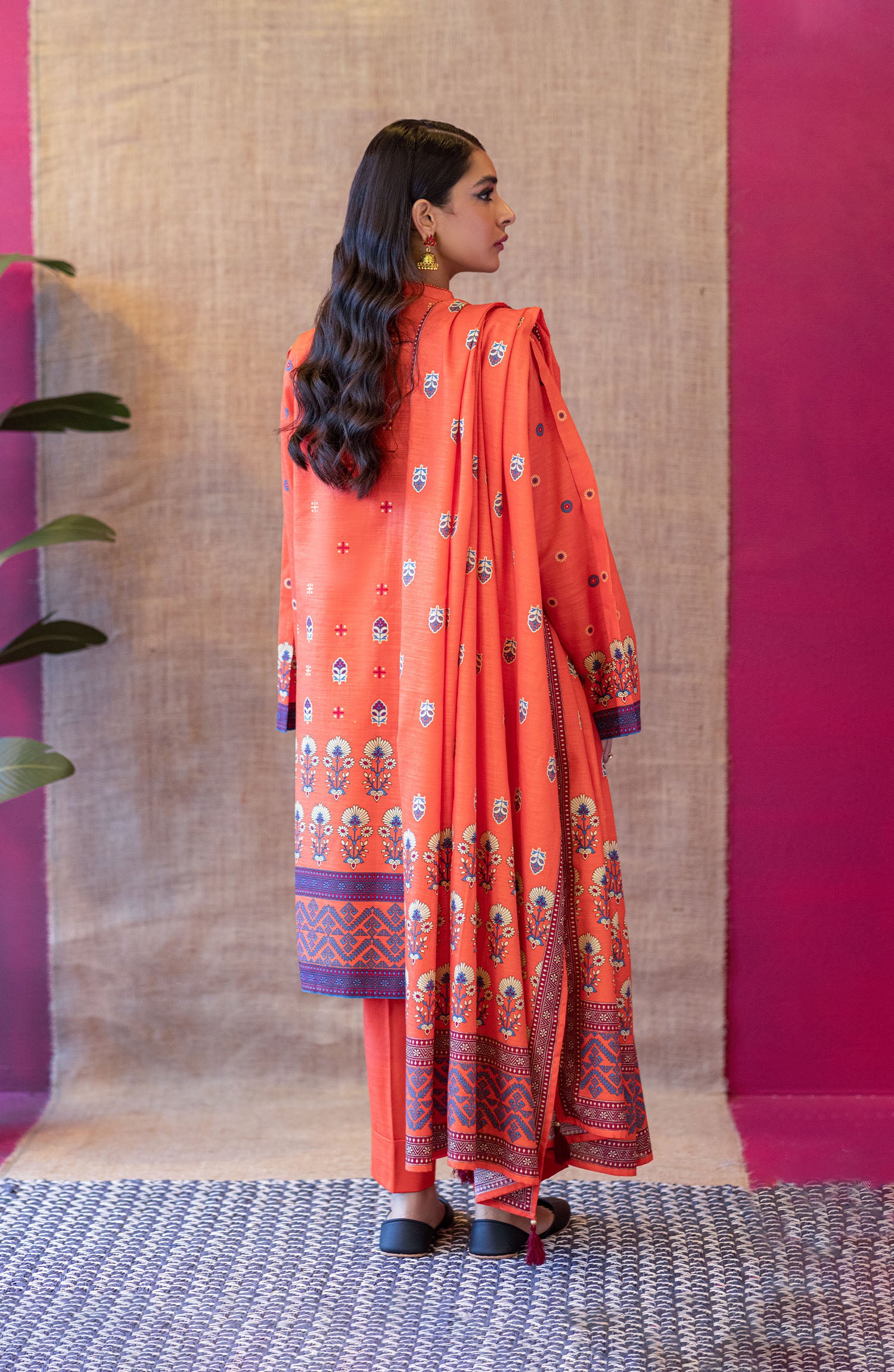 OTL-22-151/S ORANGE KHADDAR  READY TO WEAR SHIRT DUPATTA PANTS