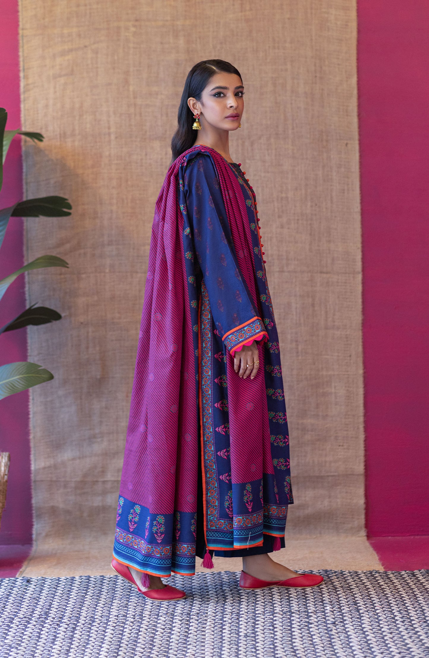 OTL-22-148/S BLUE KHADDAR  READY TO WEAR SHIRT DUPATTA PANTS