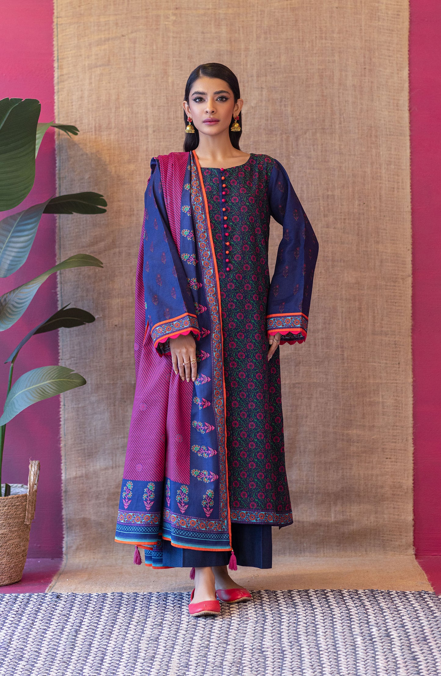 OTL-22-148/S BLUE KHADDAR  READY TO WEAR SHIRT DUPATTA PANTS