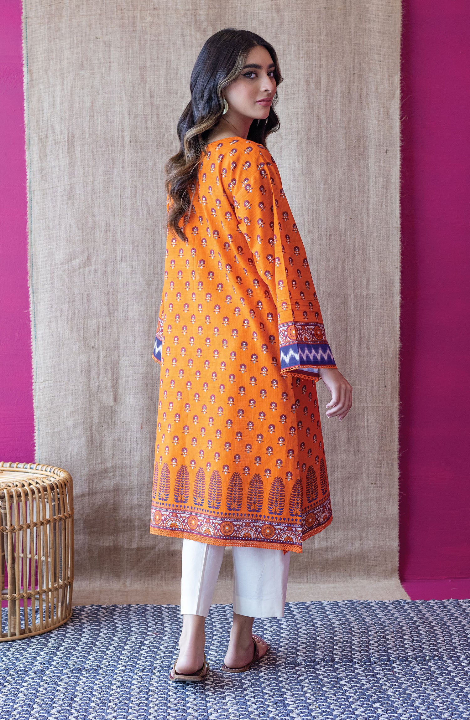 HCS-S-22-103/S ORANGE KHADDAR SCSHIRT READY TO WEAR SHIRT