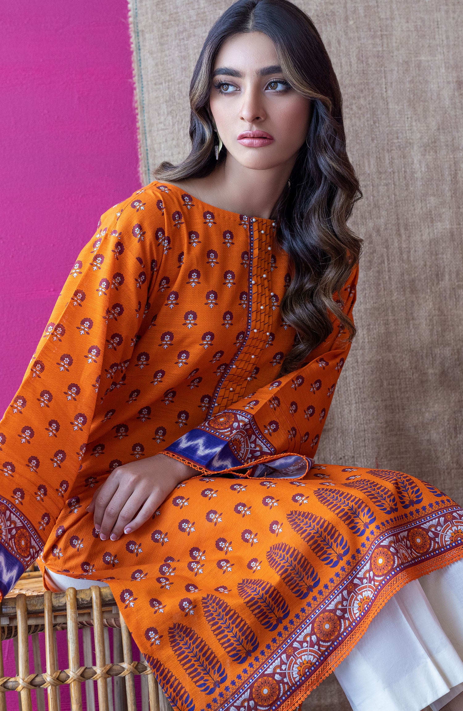 HCS-S-22-103/S ORANGE KHADDAR SCSHIRT READY TO WEAR SHIRT