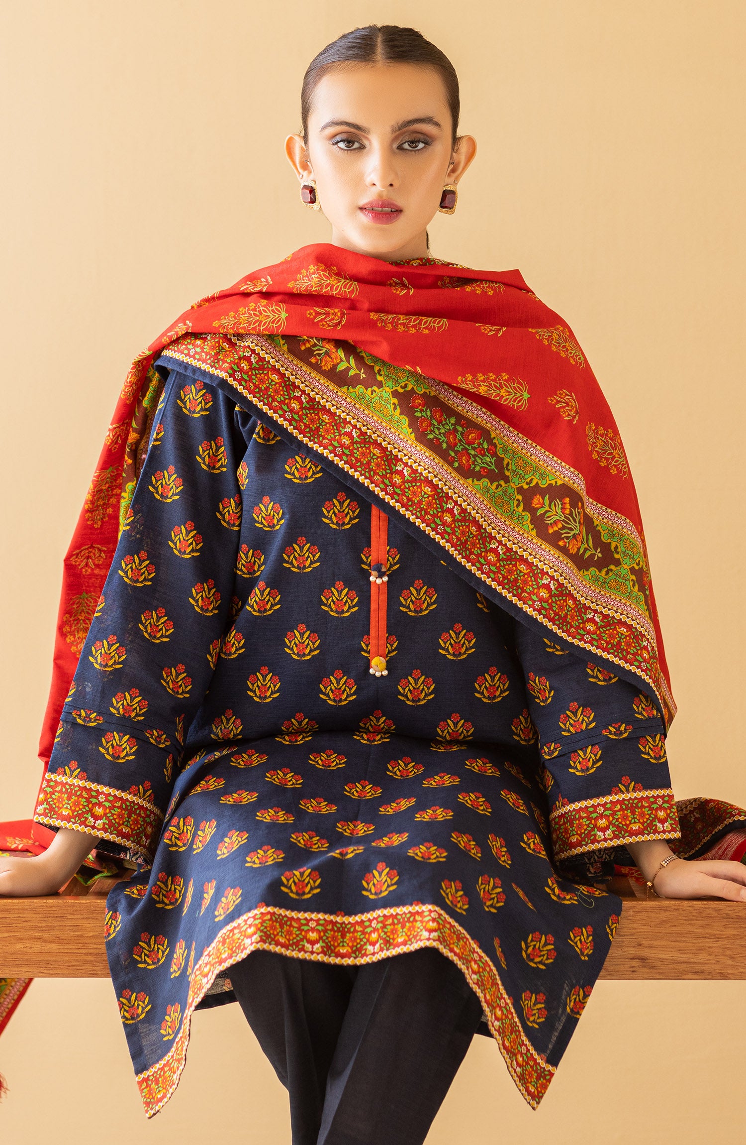 OTL-22-251/S BLUE KHADDAR  READY TO WEAR SHIRT DUPATTA PANTS