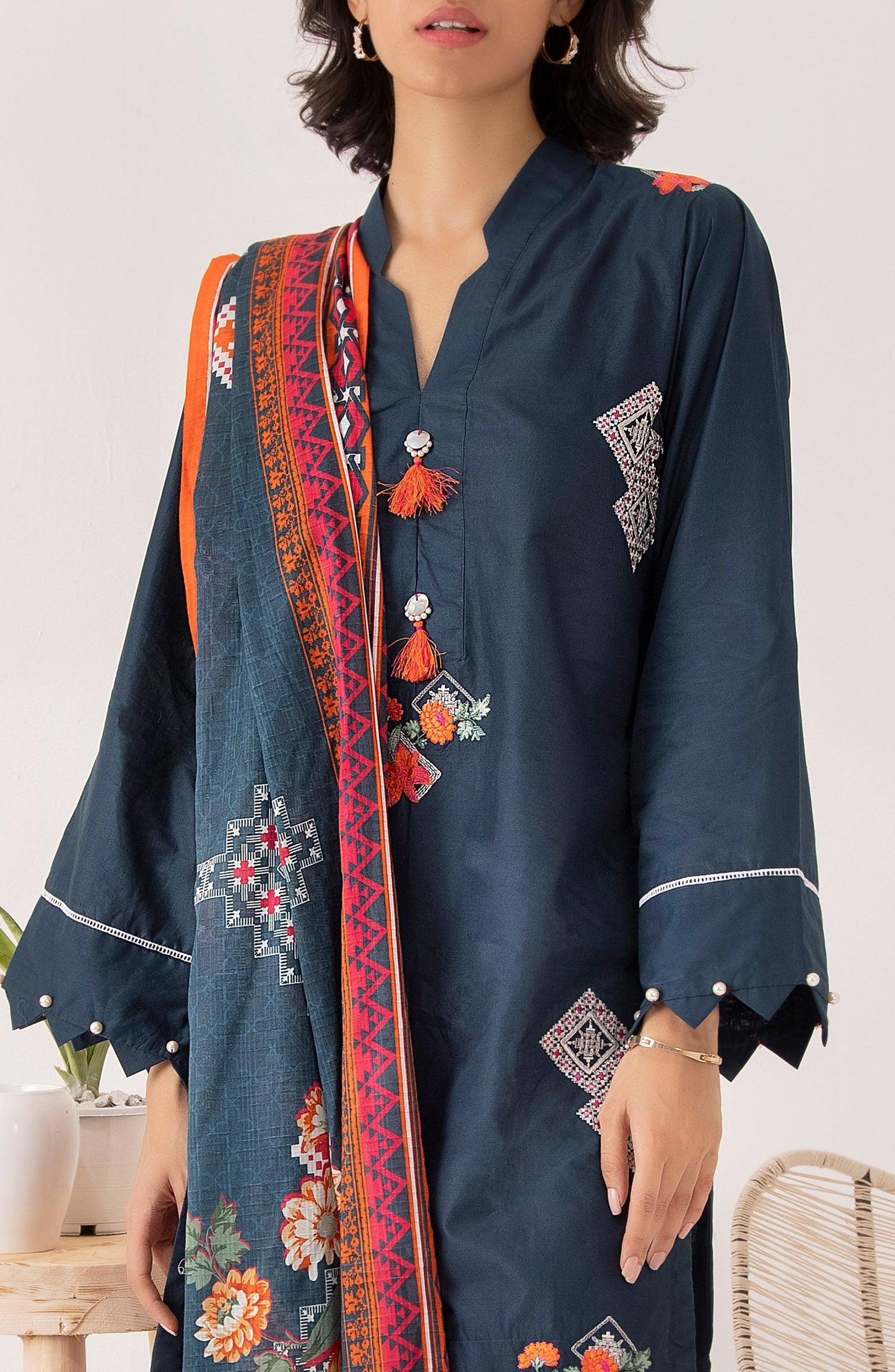OTL-22-004/U RED LAWN  UNSTITCHED SHIRT DUPATTA PANTS