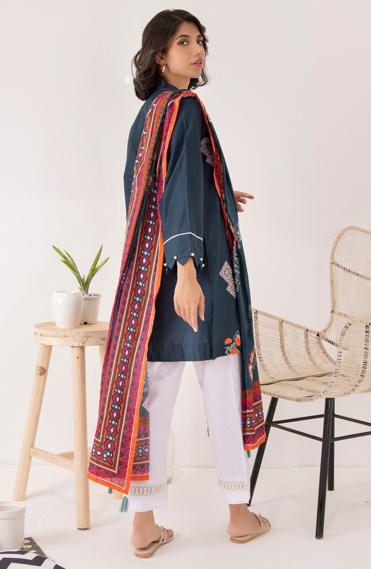 OTL-22-004/U RED LAWN  UNSTITCHED SHIRT DUPATTA PANTS