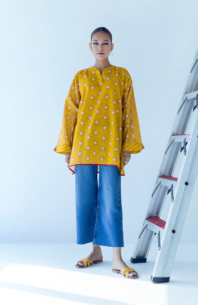 HCS-S-22-077 YELLOW KHADDAR SCSHIRT READY TO WEAR SHIRT