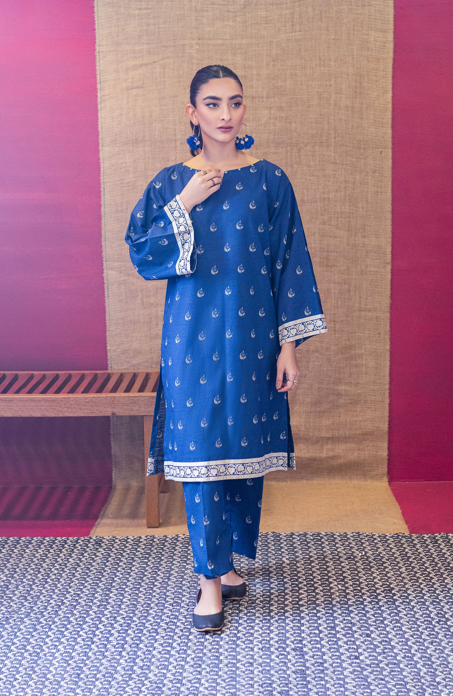 NRDS-22-085/U BLUE KHADDAR  UNSTITCHED SHIRT PANTS