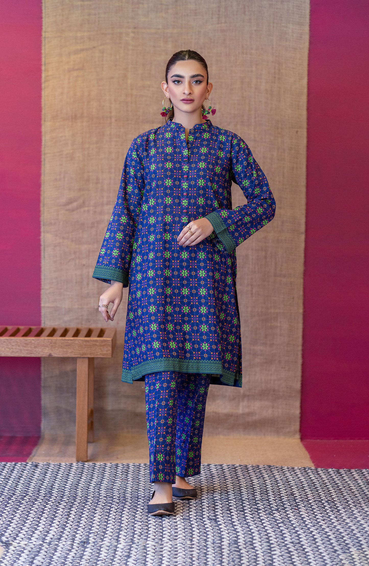 NRDS-22-082/U BLUE KHADDAR  UNSTITCHED SHIRT PANTS