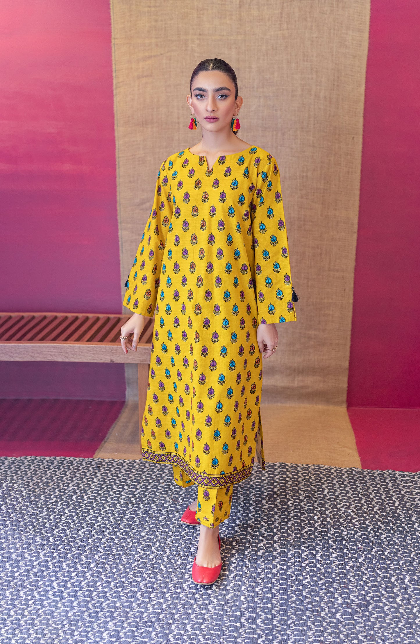 NRDS-22-083/S YELLOW KHADDAR  READY TO WEAR SHIRT PANTS