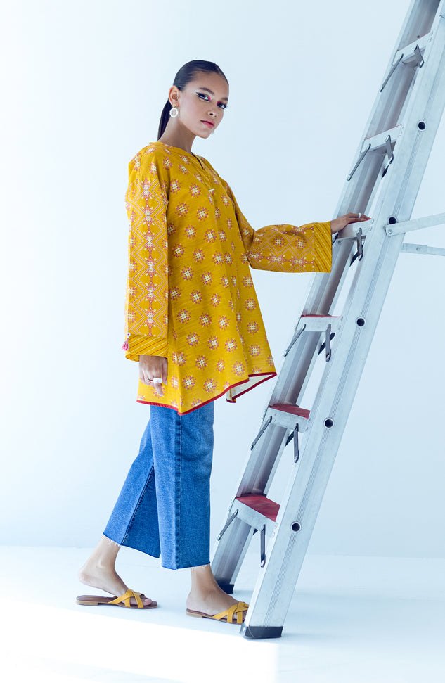 HCS-S-22-077 YELLOW KHADDAR SCSHIRT READY TO WEAR SHIRT