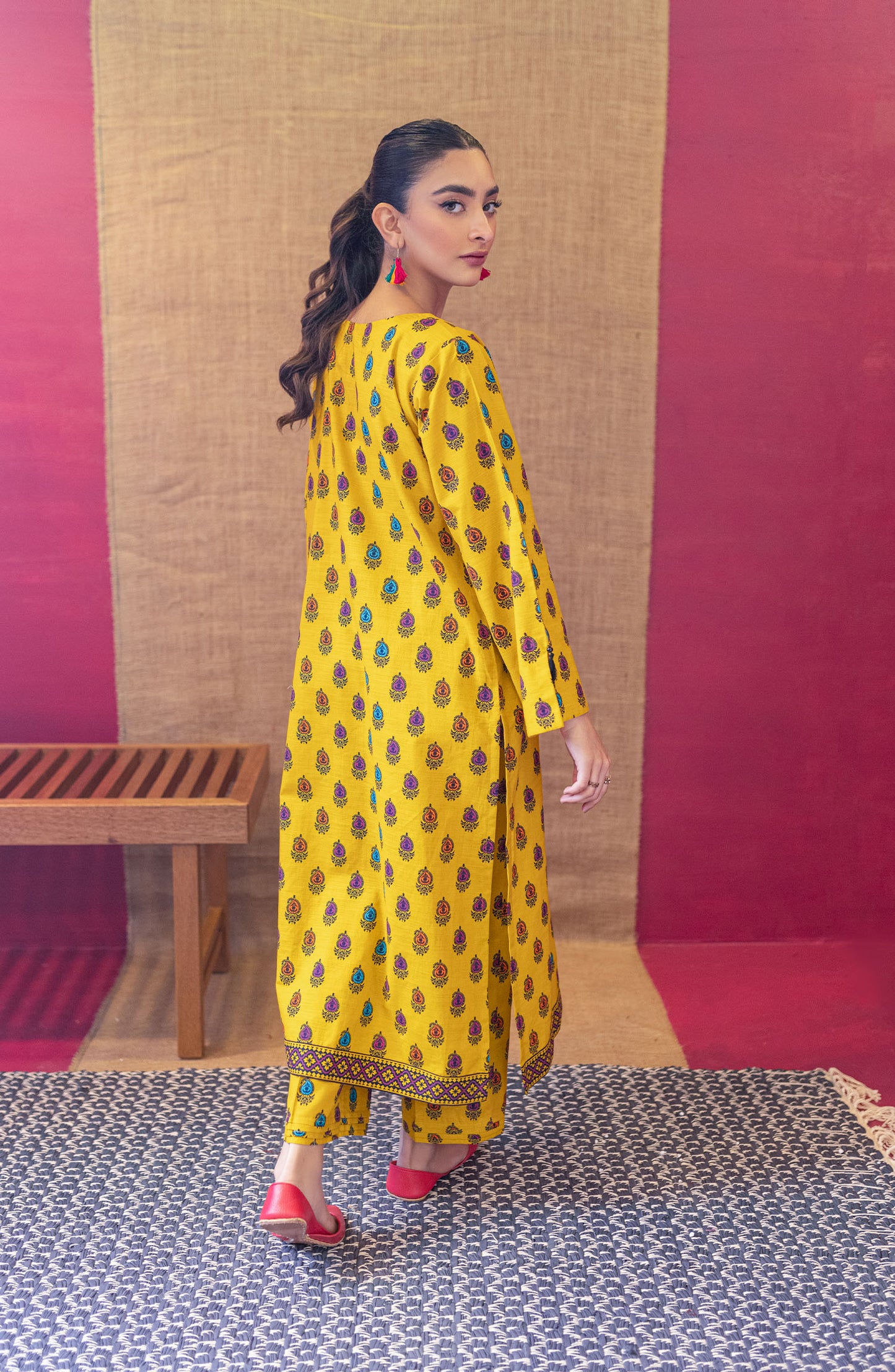NRDS-22-083/S YELLOW KHADDAR  READY TO WEAR SHIRT PANTS