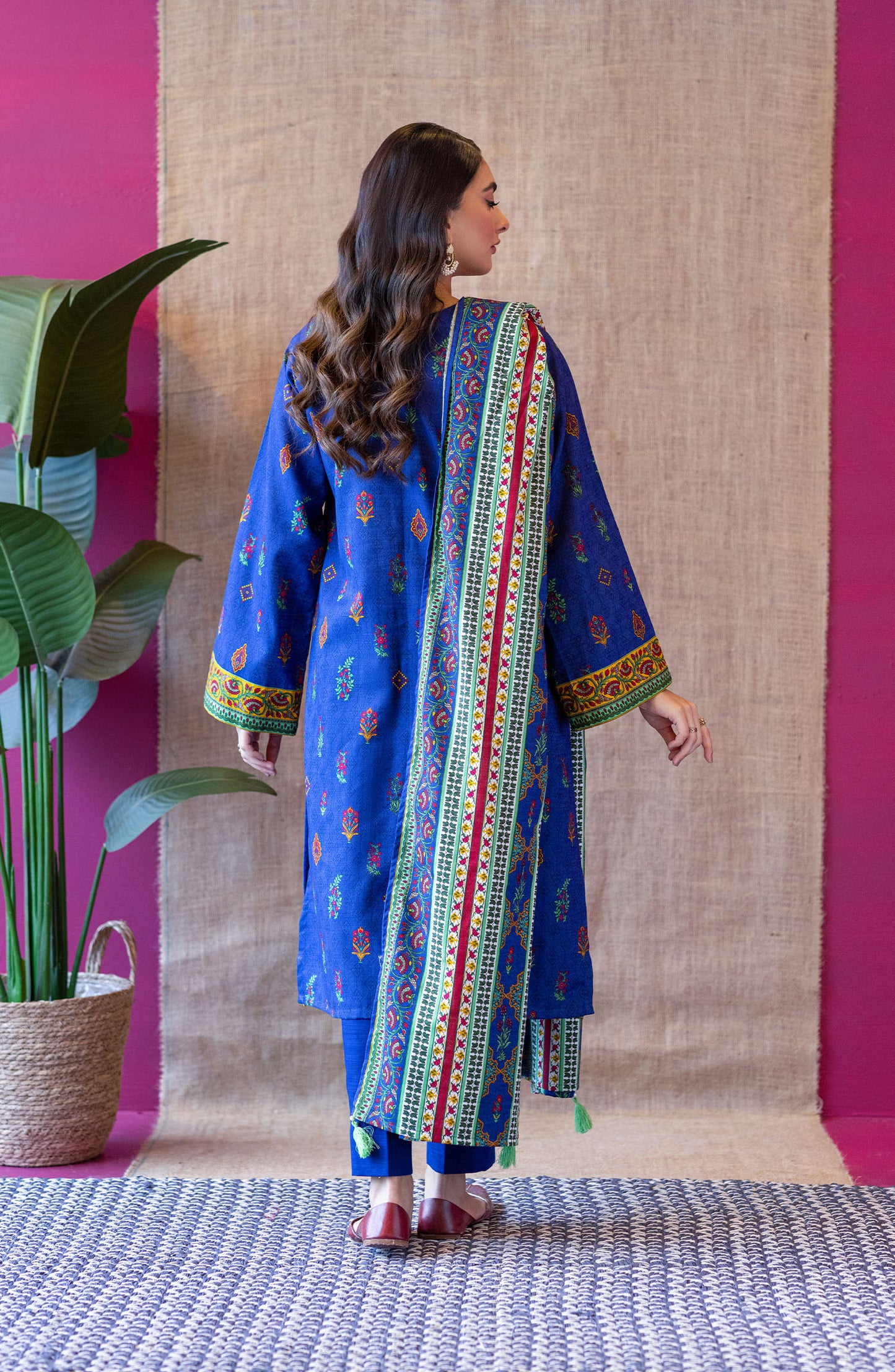 OTL-22-238/U BLUE KHADDAR  UNSTITCHED SHIRT DUPATTA PANTS