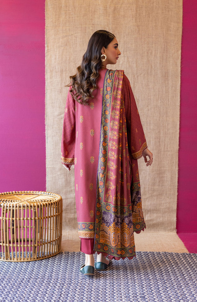 OTL-22-176/U Maroon LINEN  UNSTITCHED SHIRT DUPATTA PANTS
