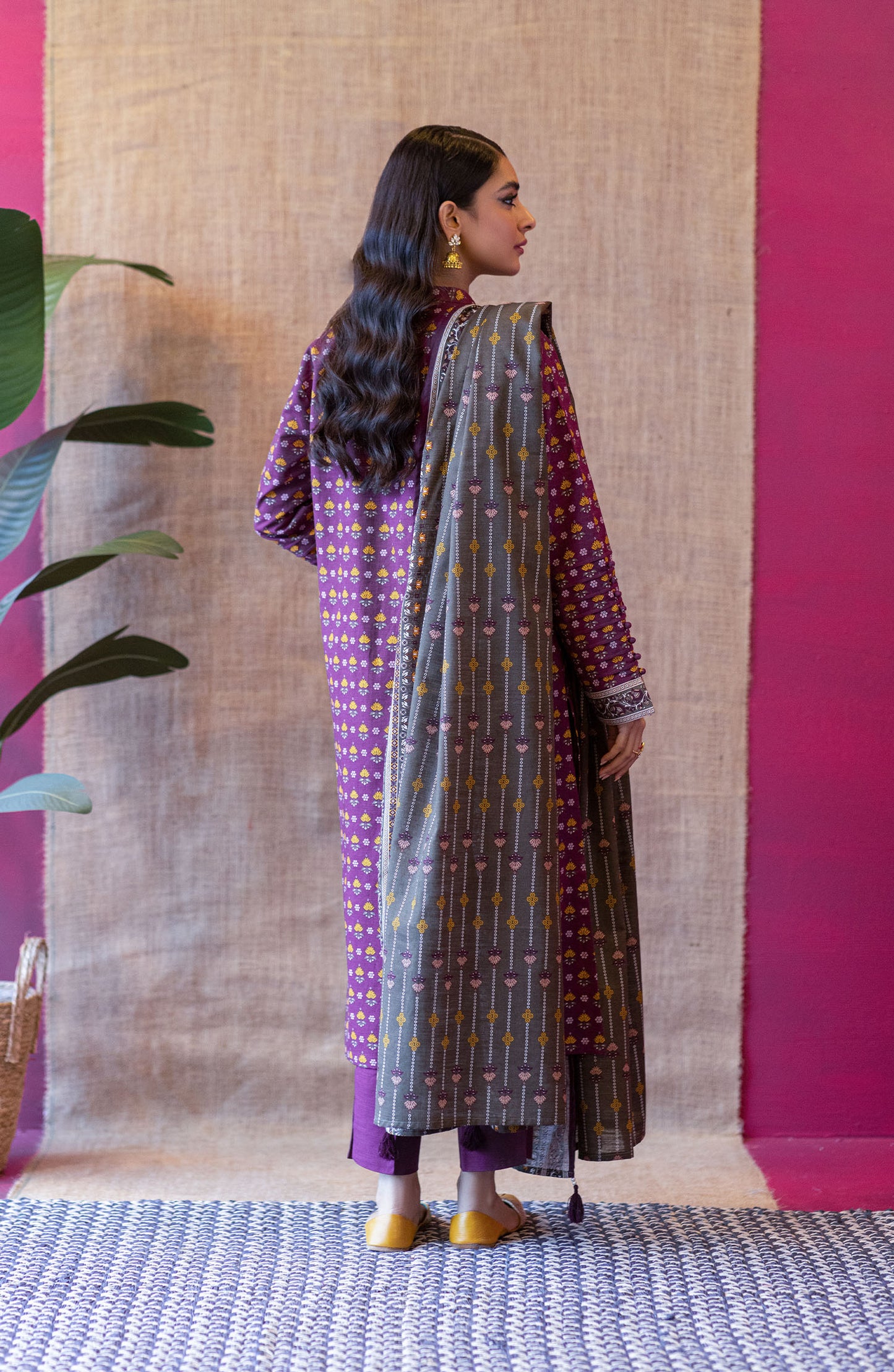 OTL-22-058/U Maroon KHADDAR  UNSTITCHED SHIRT DUPATTA PANTS