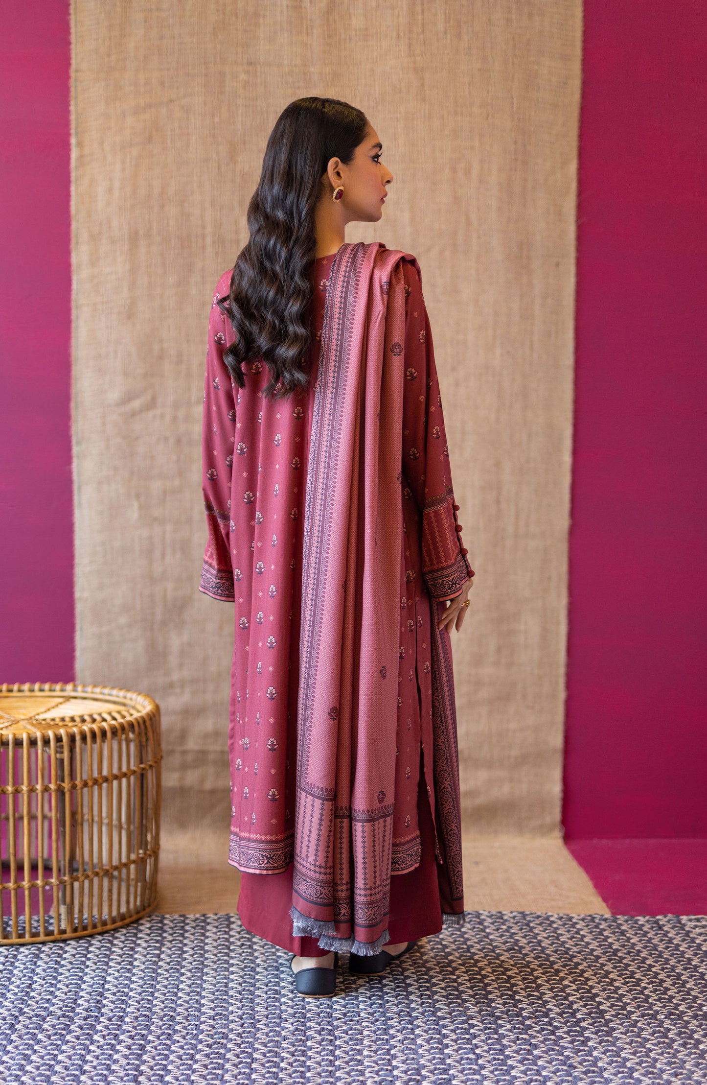 OTL-22-161/U Maroon LINEN  UNSTITCHED SHIRT DUPATTA PANTS