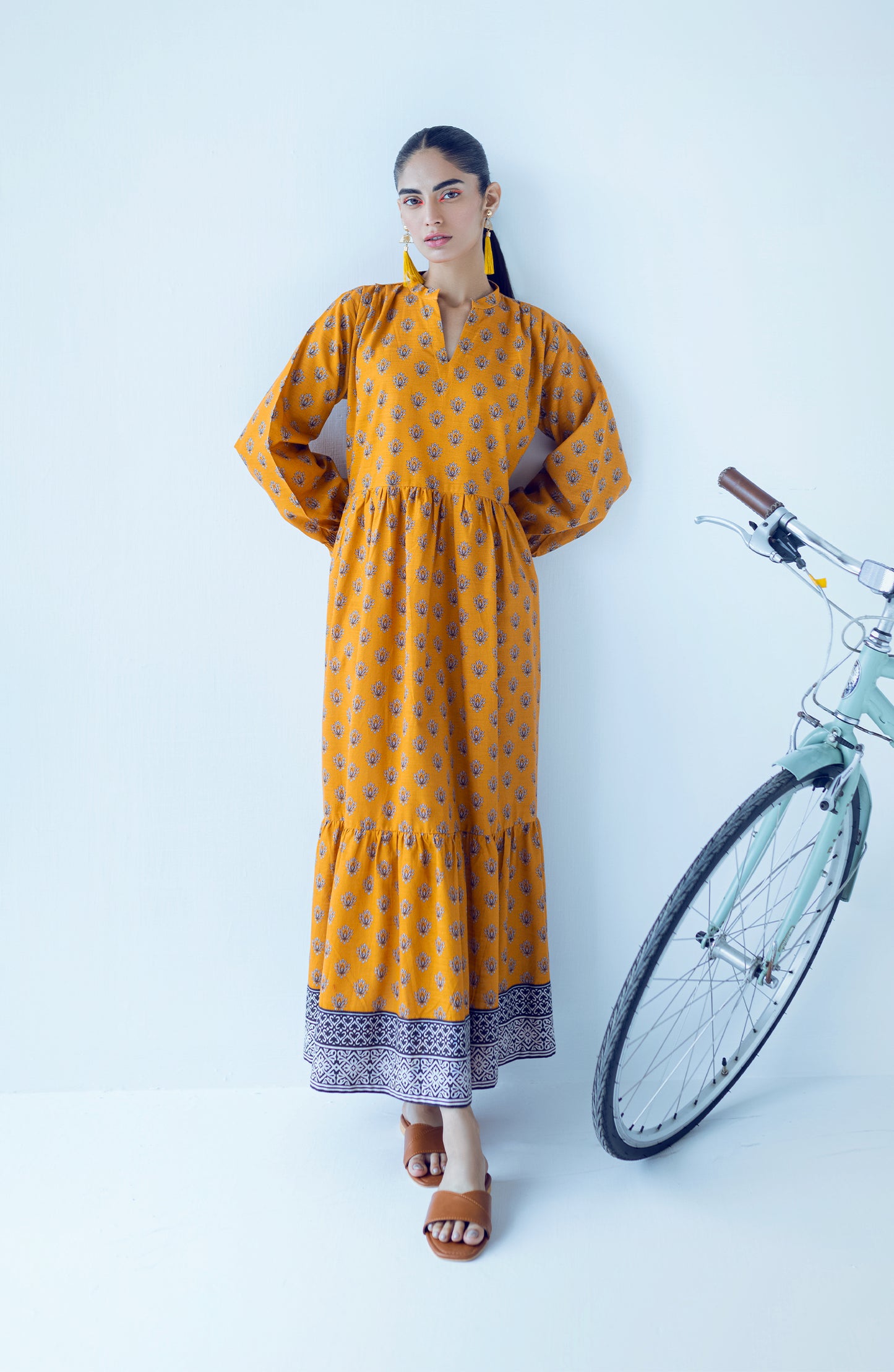 HCS-S-22-068/S MUSTARD KHADDAR SCSHIRT READY TO WEAR SHIRT