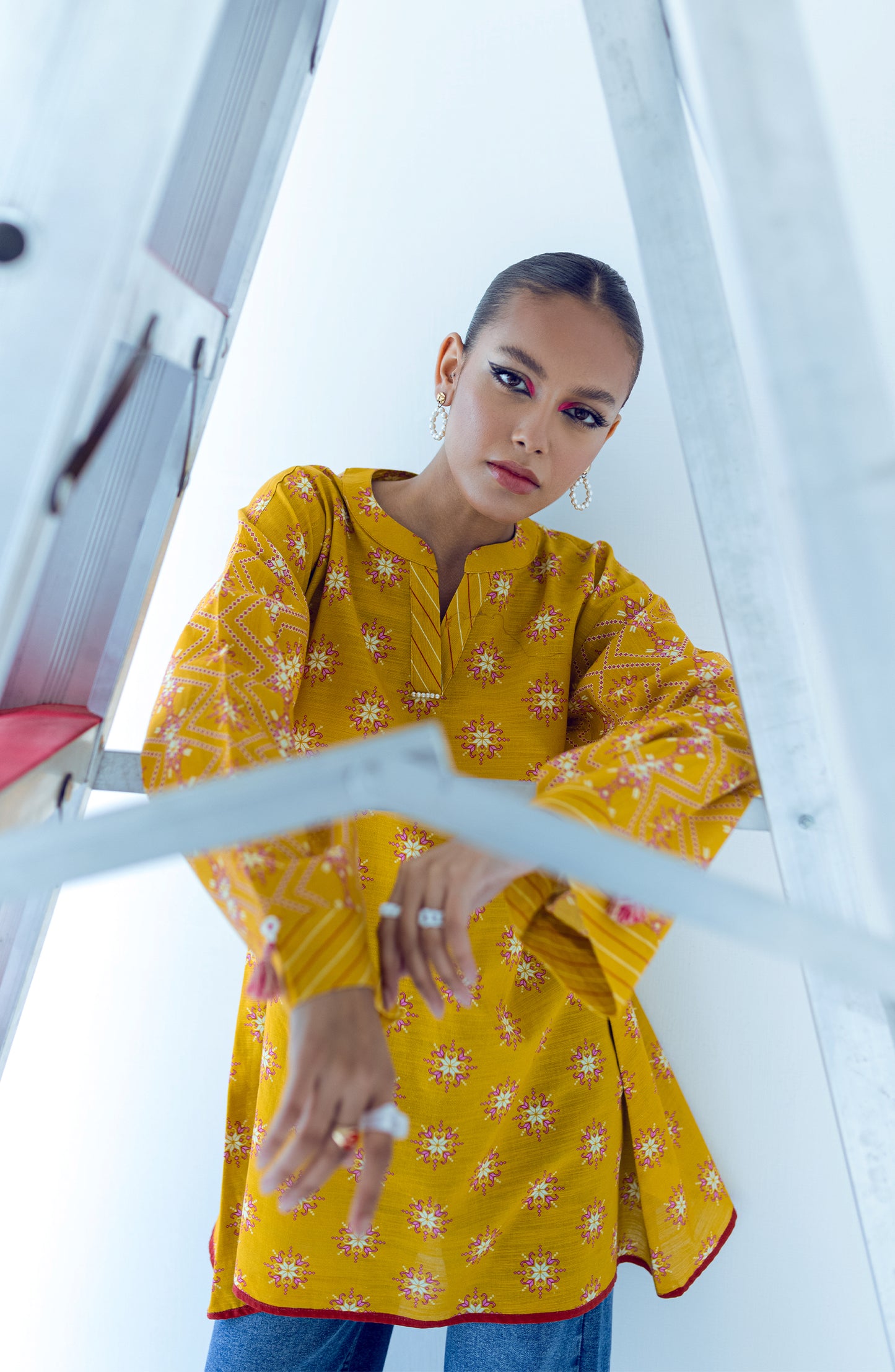 HCS-S-22-077 YELLOW KHADDAR SCSHIRT READY TO WEAR SHIRT