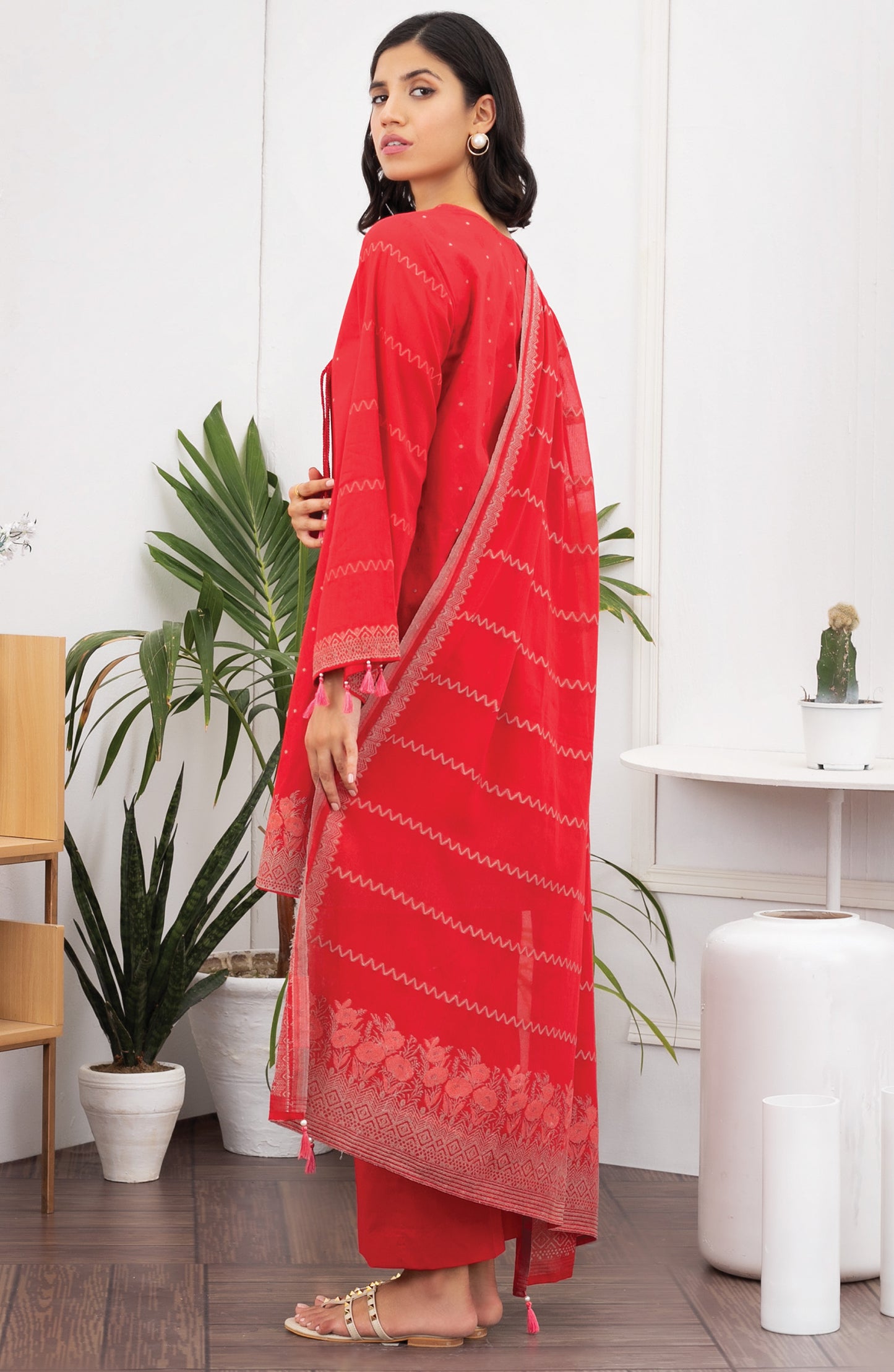 Unstitched 3 Piece Printed Jacquard Suit