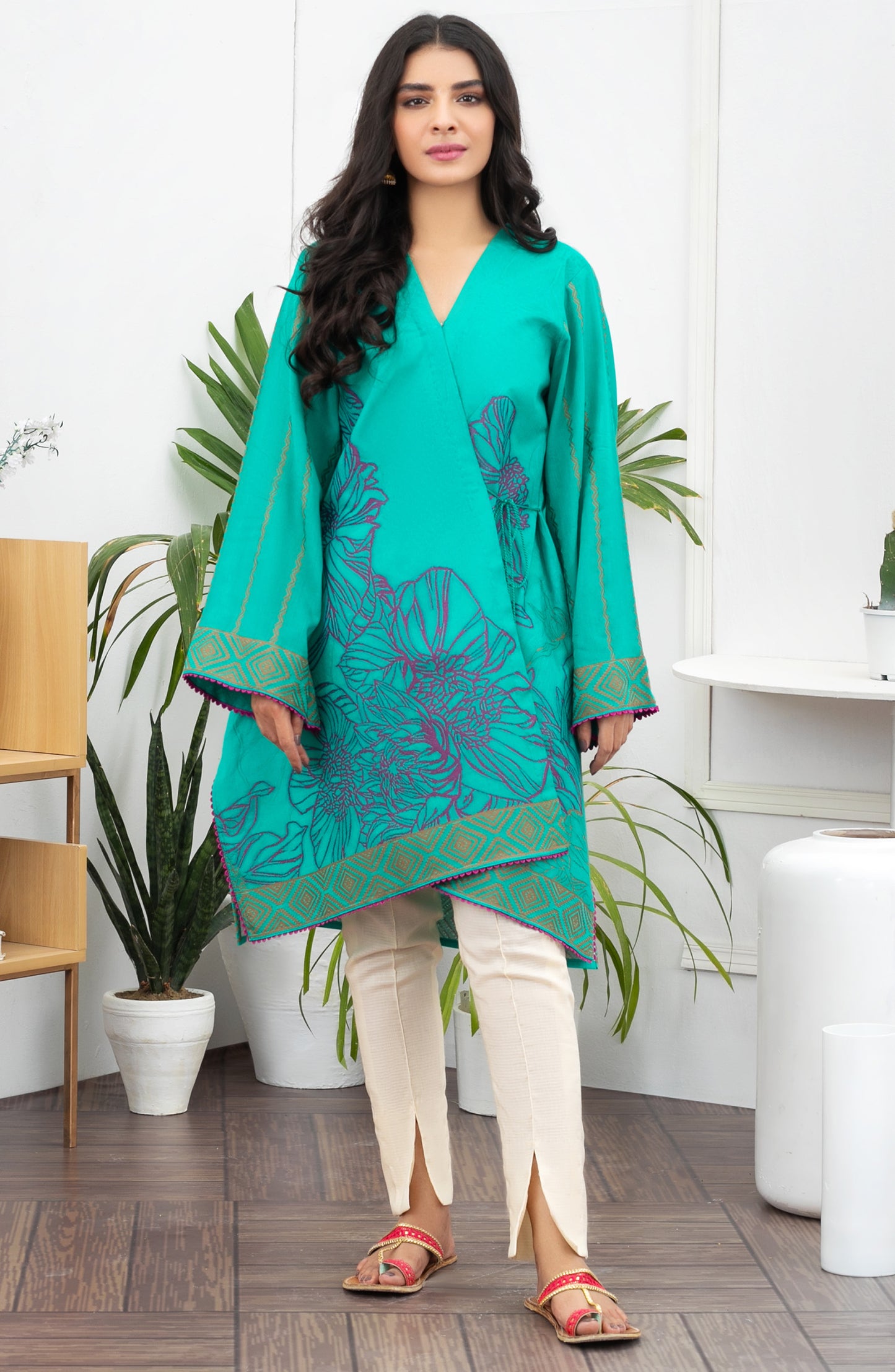 HCS-22-067/U GREEN JACQUARD SCSHIRT UNSTITCHED SHIRT