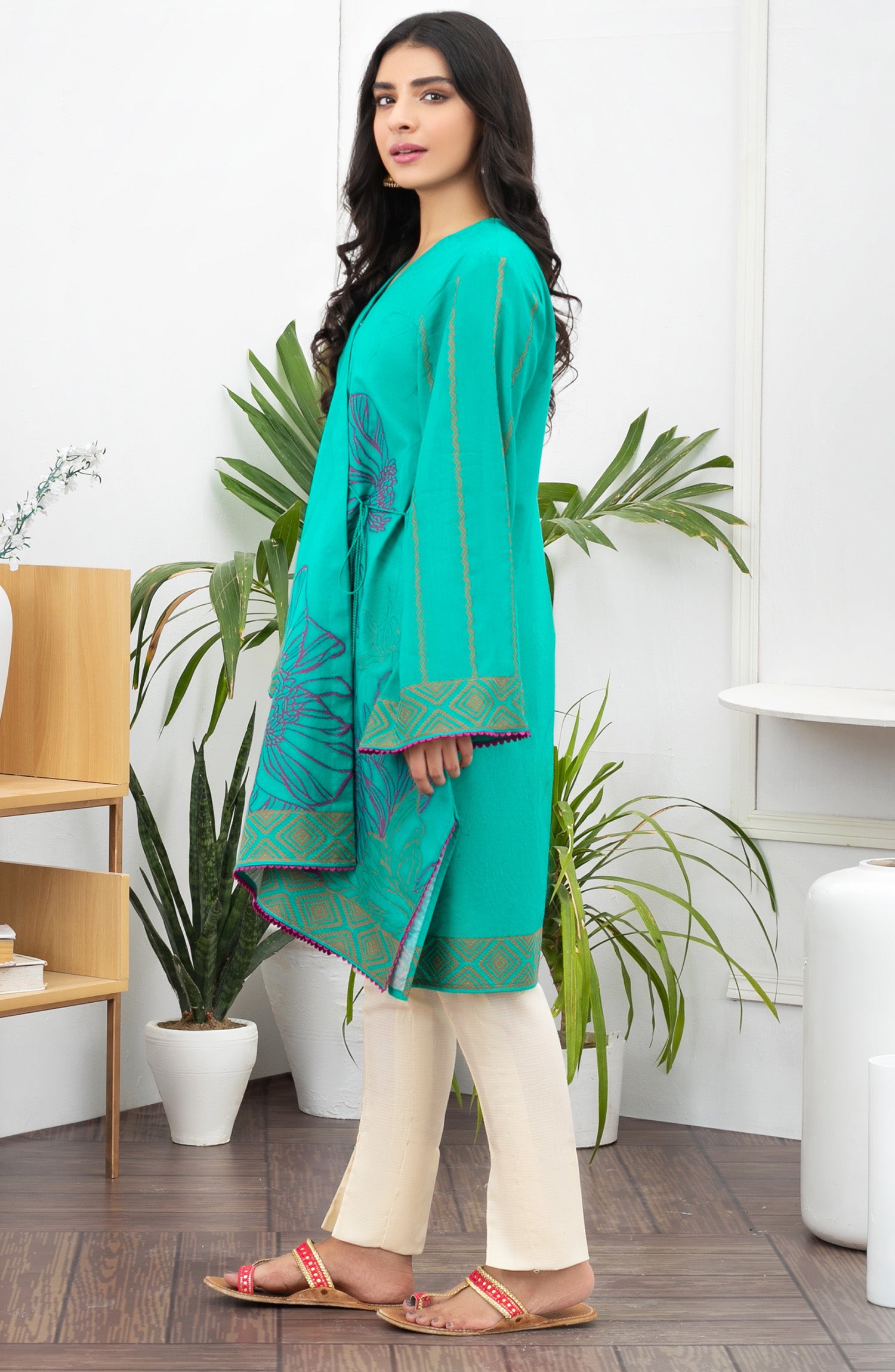 HCS-22-067/U GREEN JACQUARD SCSHIRT UNSTITCHED SHIRT
