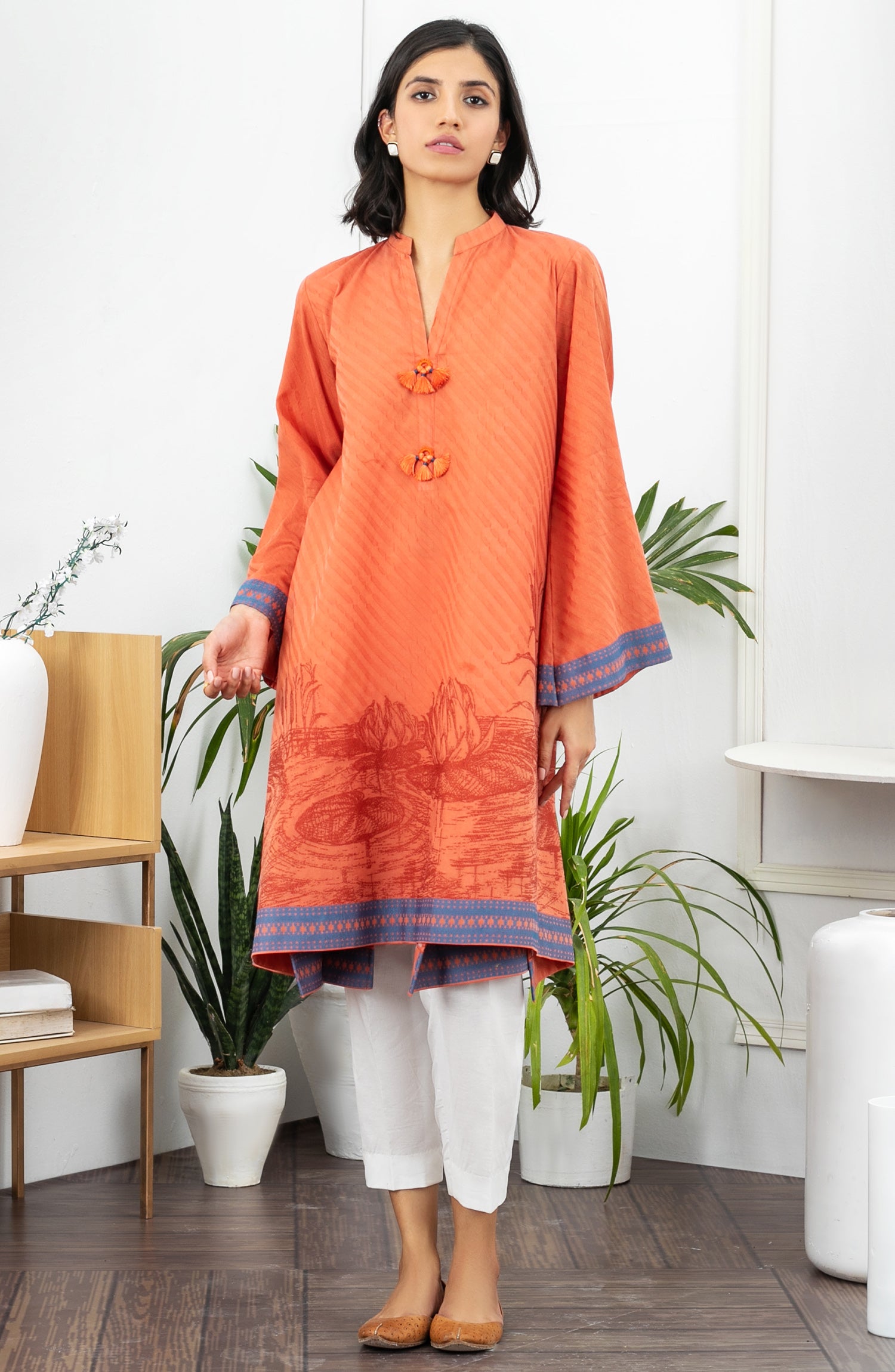 HCS-22-066/U PEACH JACQUARD SCSHIRT UNSTITCHED SHIRT