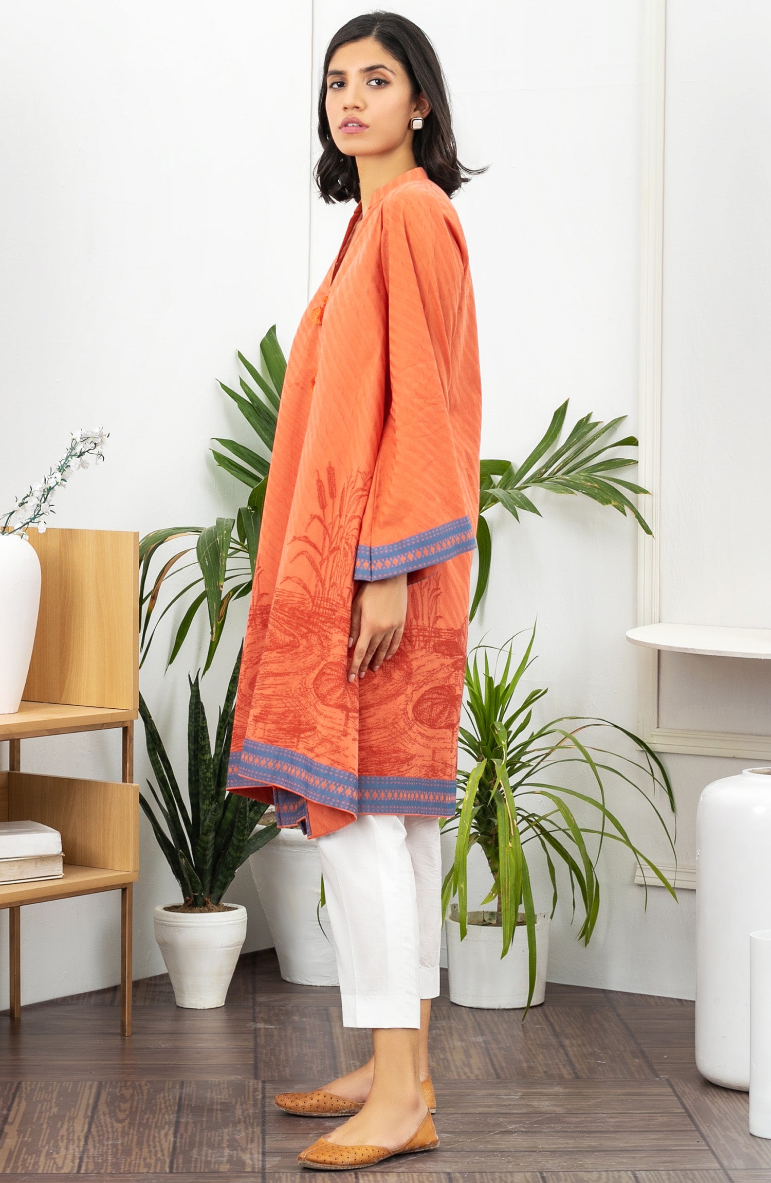 HCS-22-066/U PEACH JACQUARD SCSHIRT UNSTITCHED SHIRT