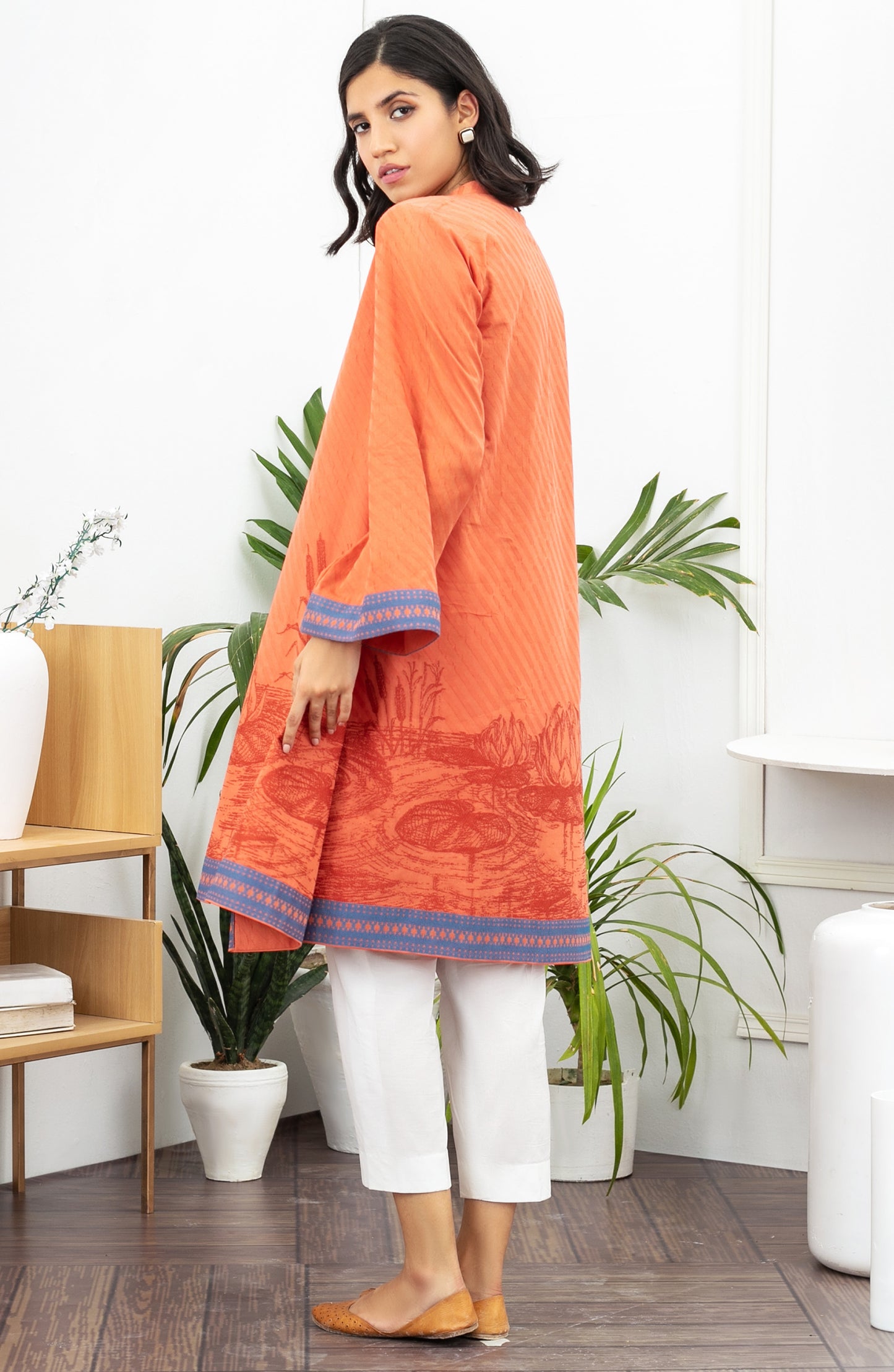 HCS-22-066/U PEACH JACQUARD SCSHIRT UNSTITCHED SHIRT