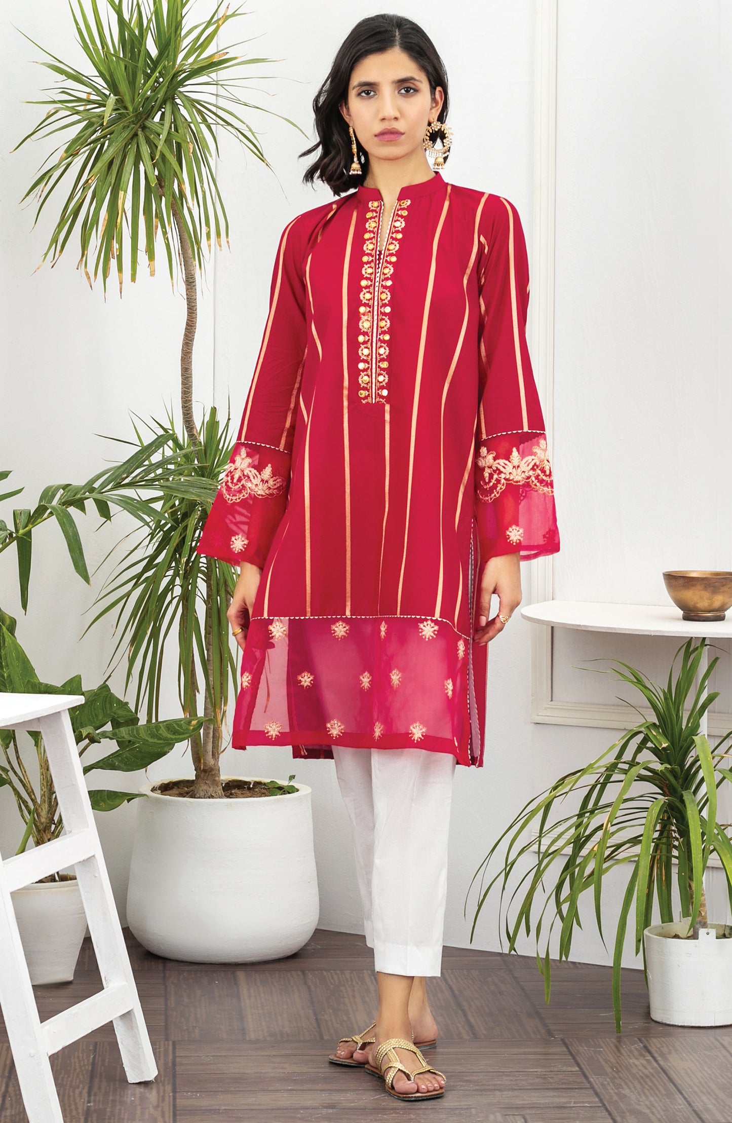 Unstitched 1 Piece Embroidered Maysuri Shirt