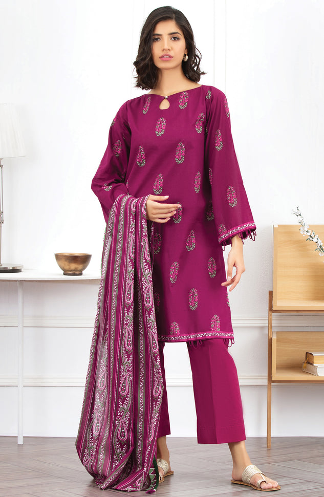 Unstitched 3 Piece Printed Lawn Suit