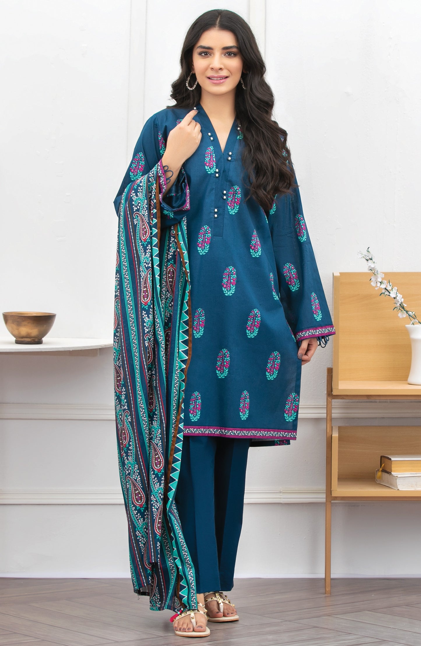 Unstitched 3 Piece Printed Lawn Suit