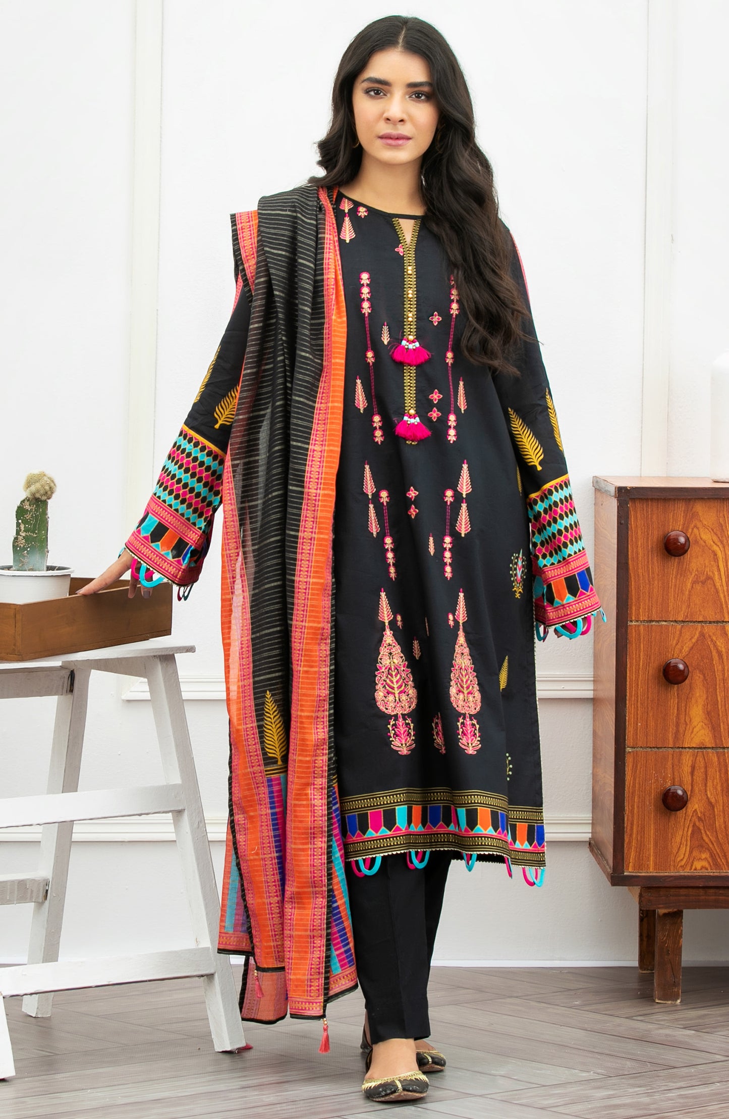 Unstitched 3 Piece Embroidered Lawn Suit