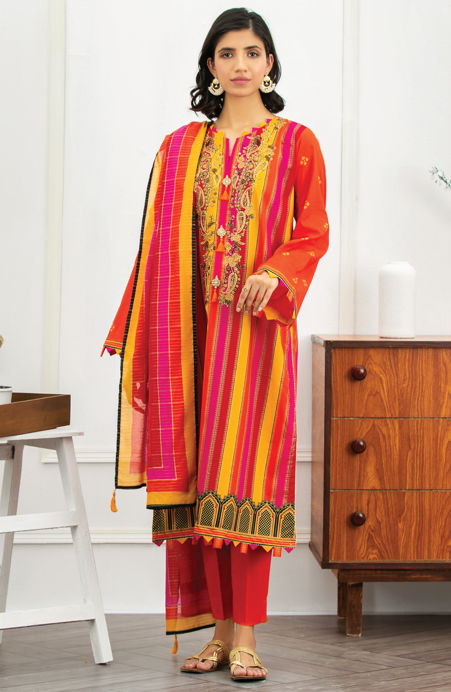 Unstitched 3 Piece Embroidered Lawn Suit