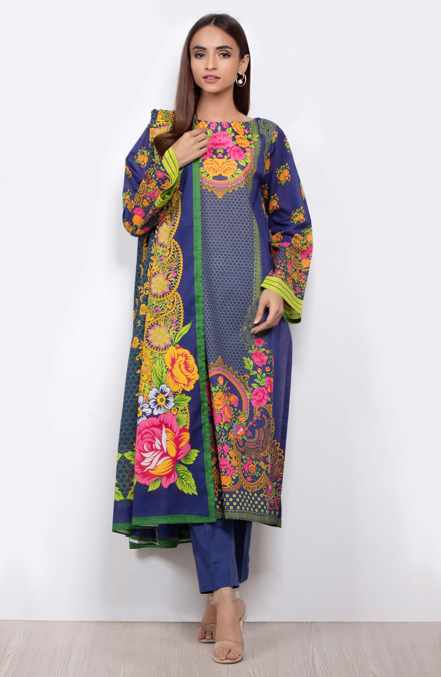 Unstitched 3 Piece Printed Lawn Suit