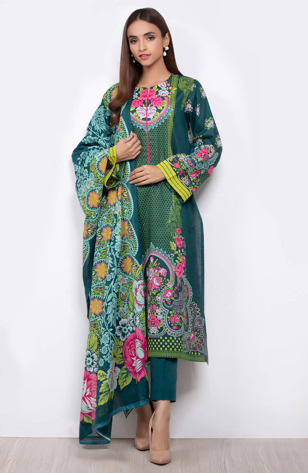 Unstitched 3 Piece Printed Lawn Suit