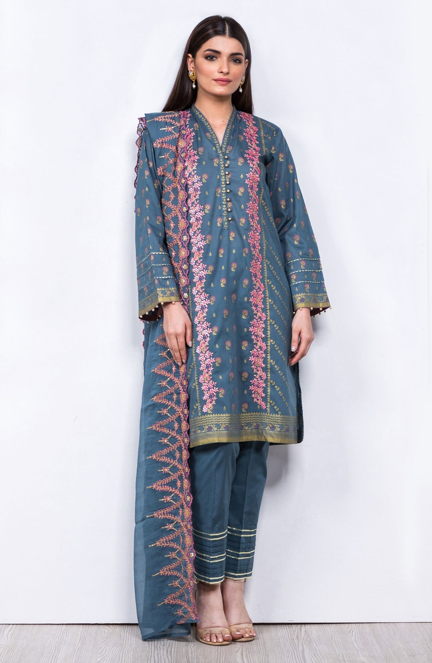 Unstitched 3 Piece Embroidered Lawn Suit
