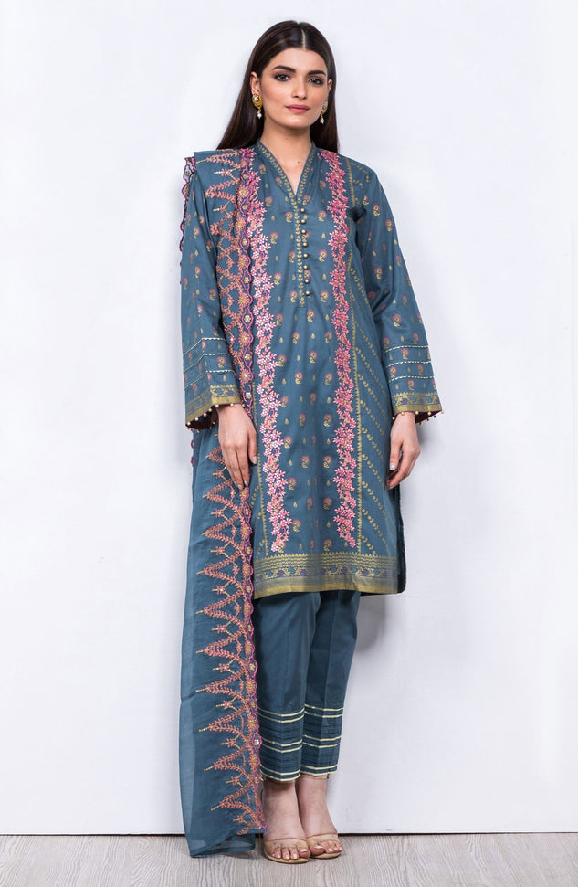 Unstitched 3 Piece Embroidered Lawn Suit