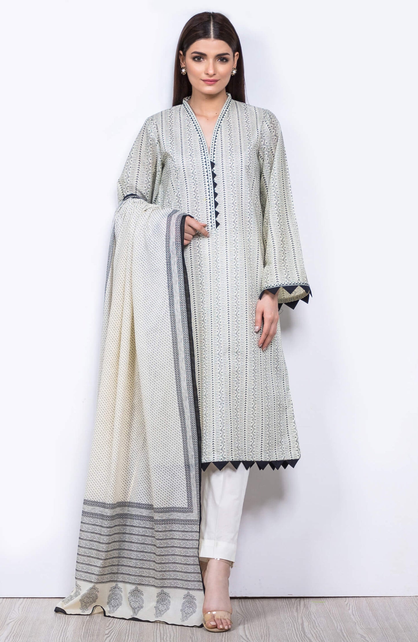 Unstitched 3 Piece Embroidered Lawn Suit