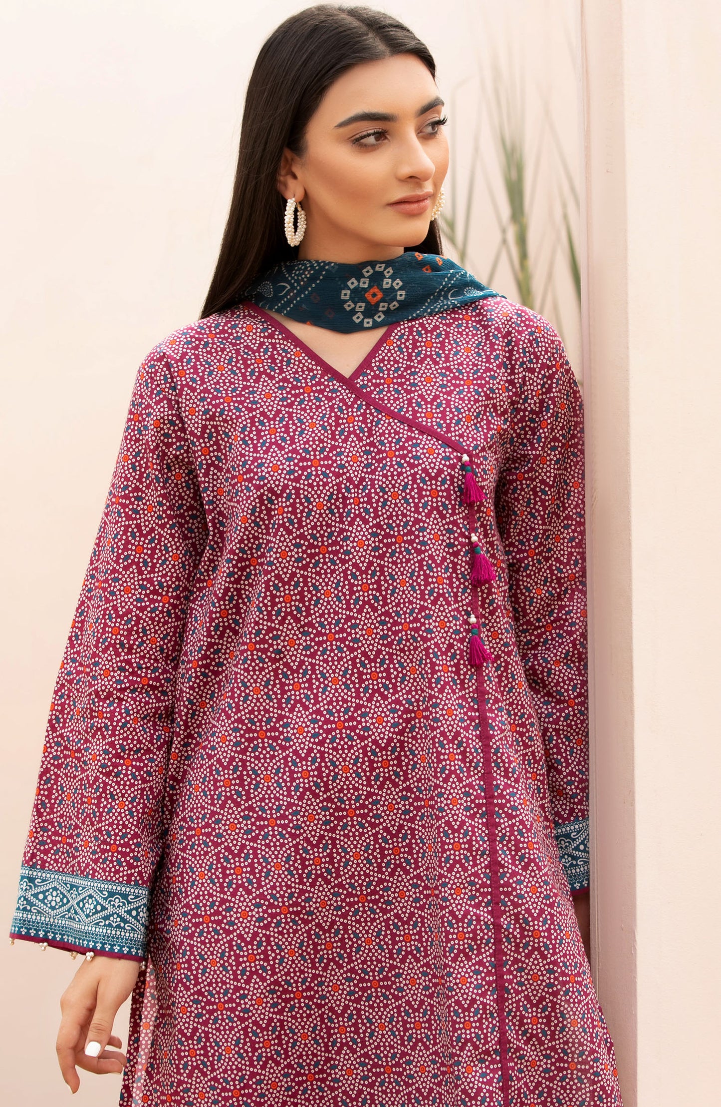 Unstitched 2 Piece Printed Lawn Shirt Chiffon Dupatta